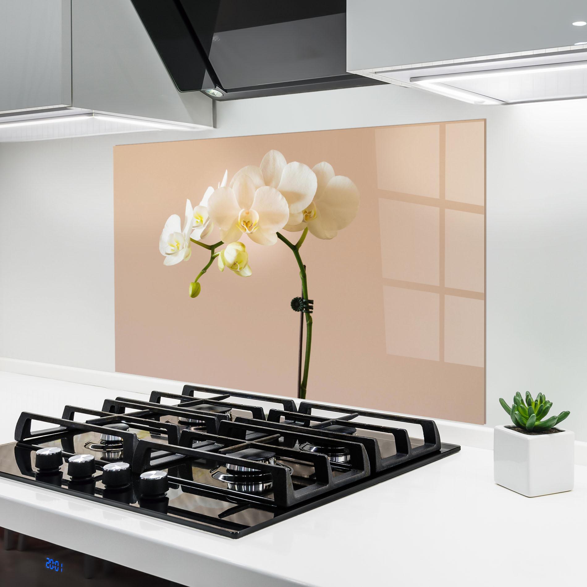 Konyhai üveg hátfal Cream Orchid On Pink mockup 6