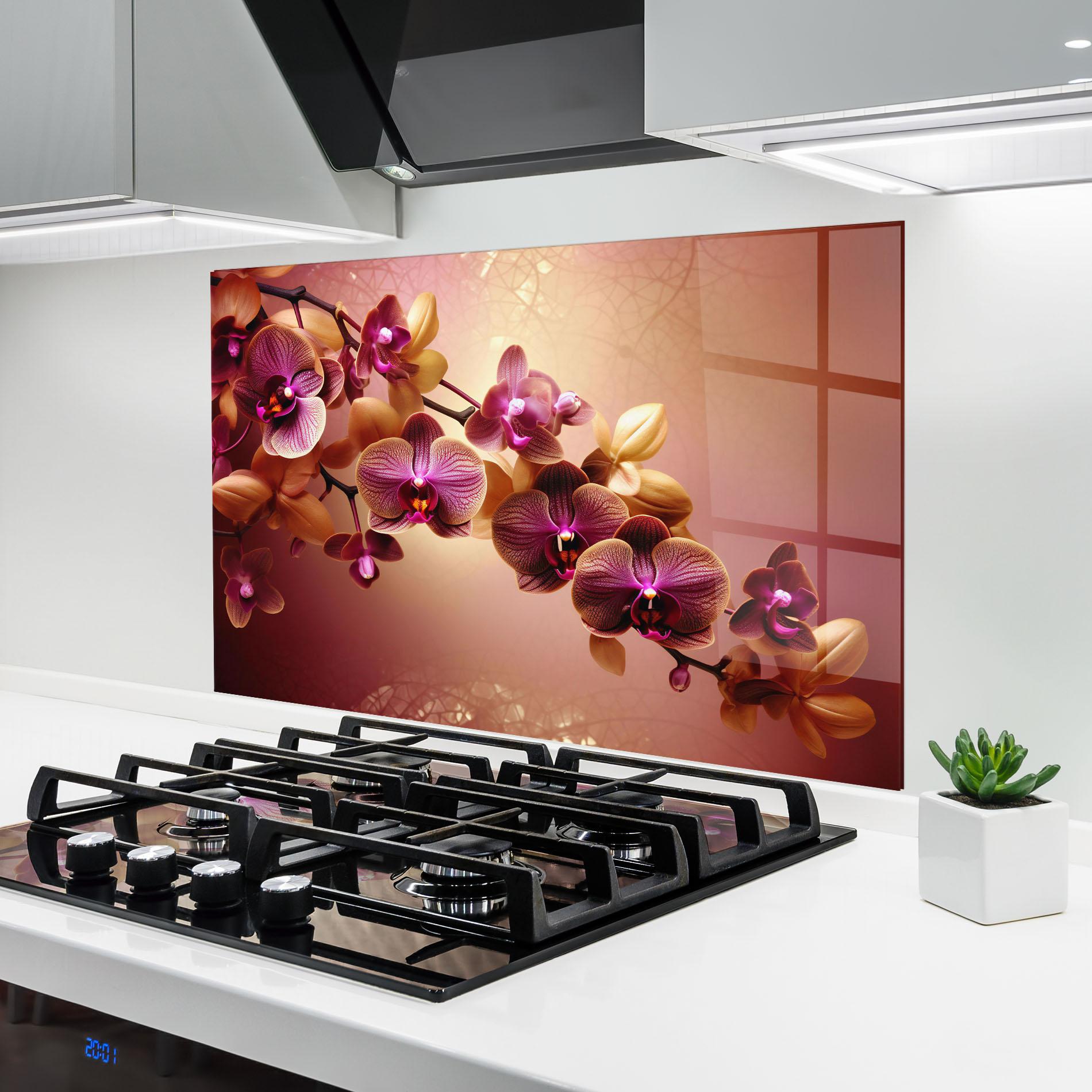 Konyhai üveg hátfal Purple Cream Orchid mockup 6