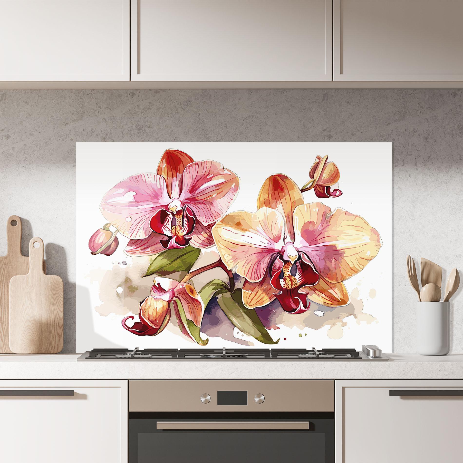 Konyhai üveg hátfal Beautiful Orchids Art mockup 7