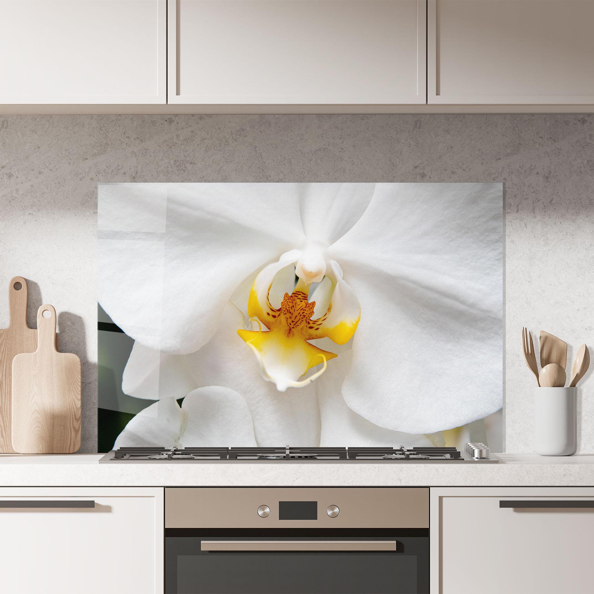 Konyhai üveg hátfal Big Orchid Close Up mockup 7