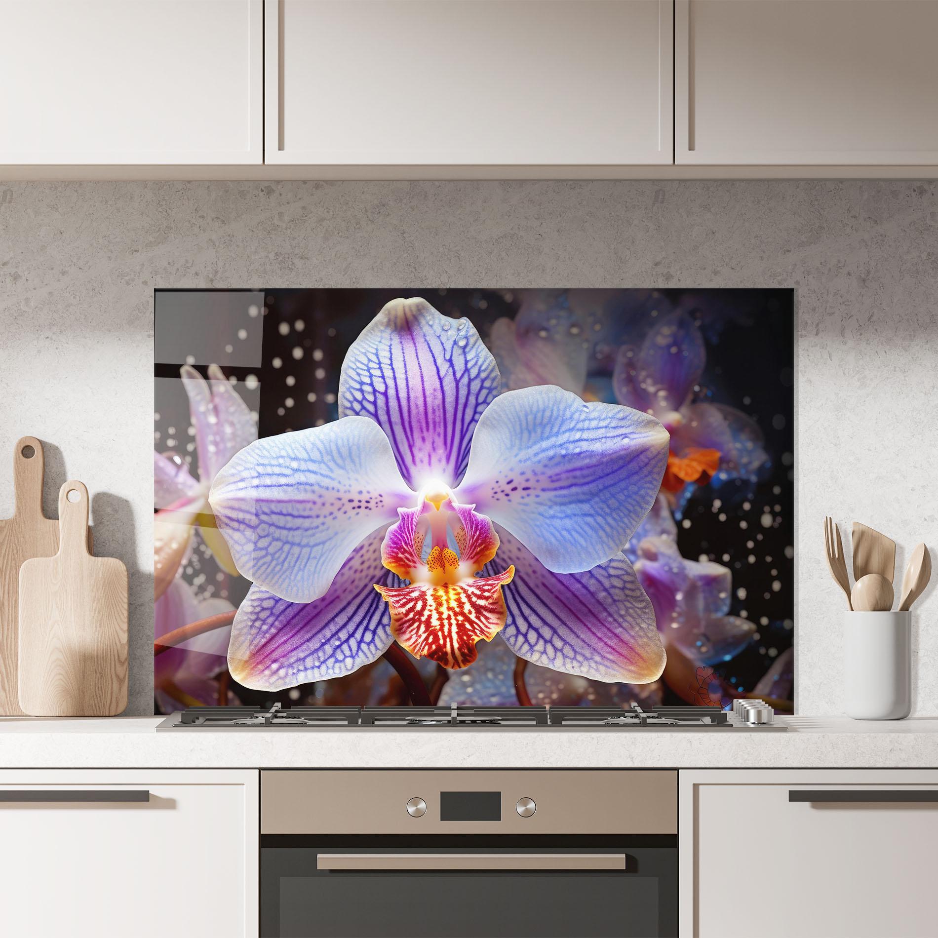 Konyhai üveg hátfal Light Purple Orchid Art mockup 7
