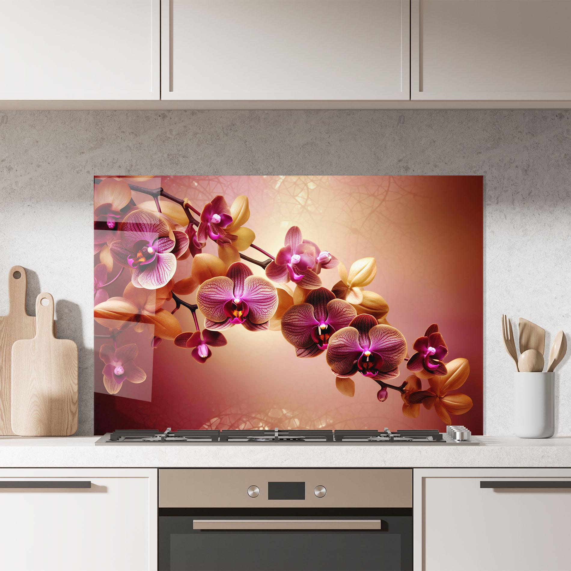 Konyhai üveg hátfal Purple Cream Orchid mockup 7