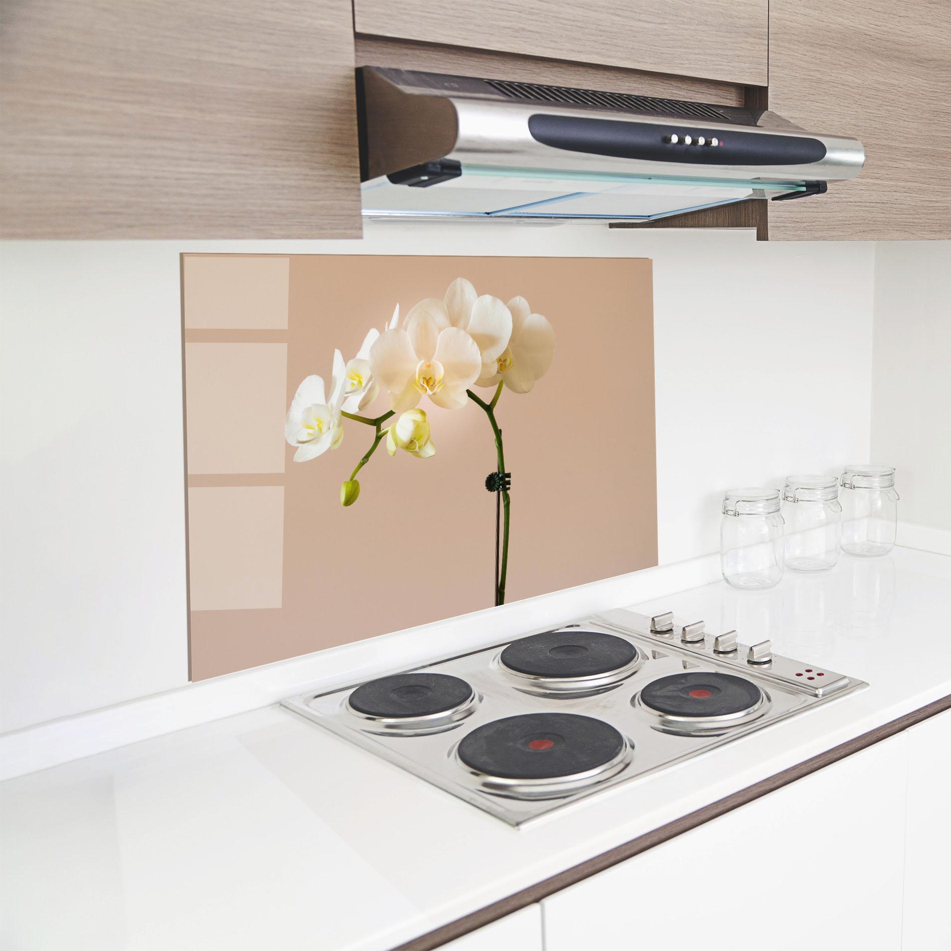 Konyhai üveg hátfal Cream Orchid On Pink mockup 8