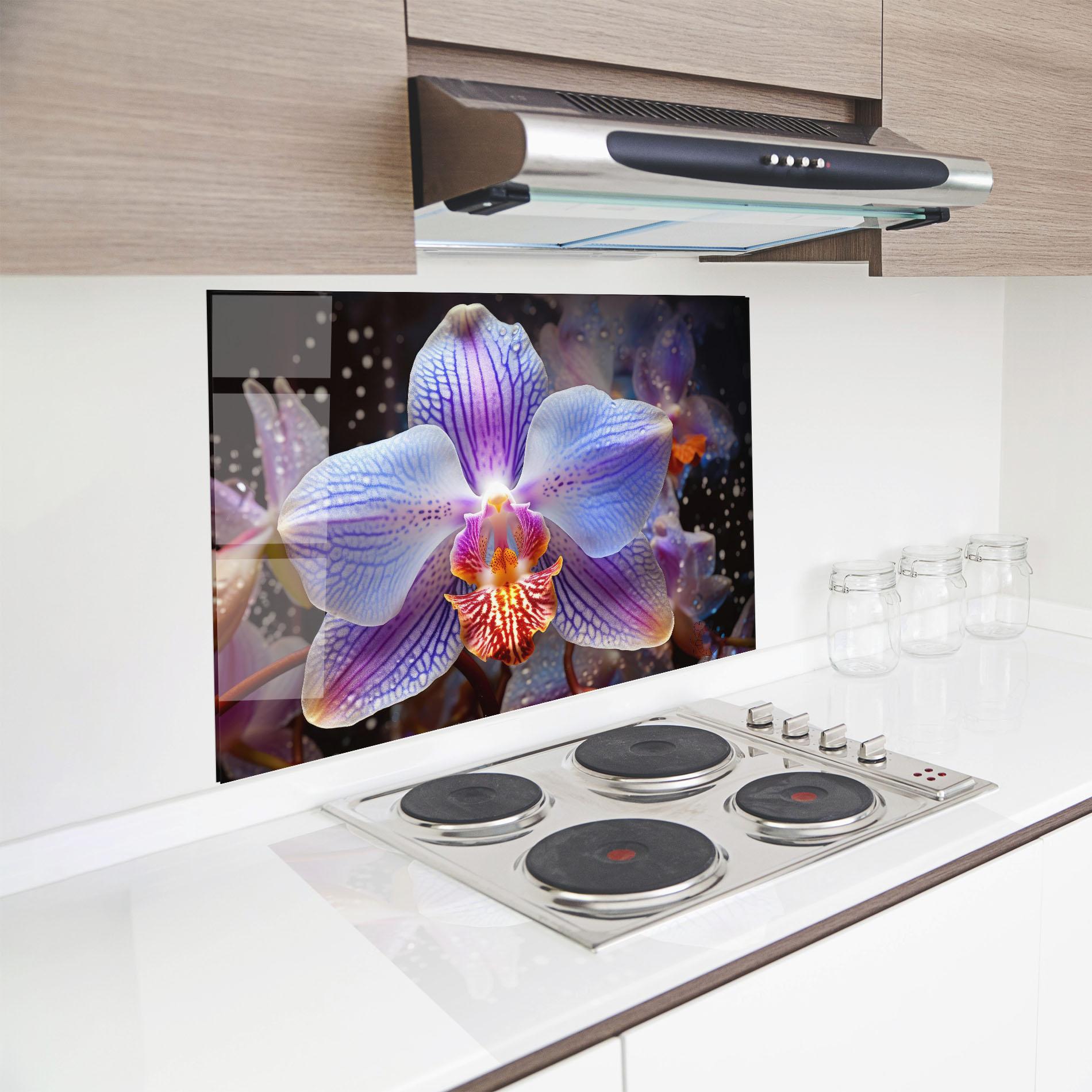 Konyhai üveg hátfal Light Purple Orchid Art mockup 8