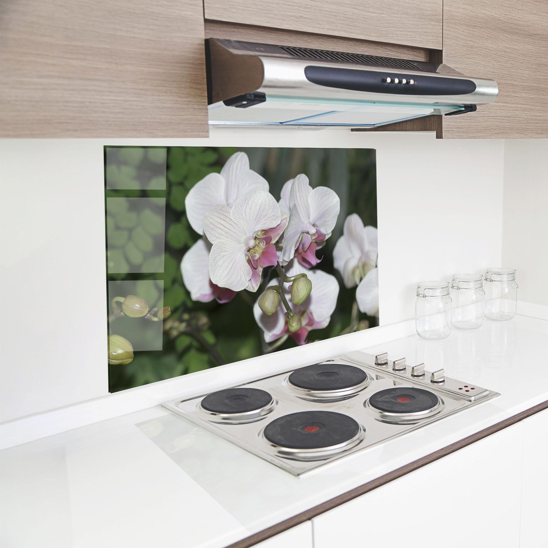 Konyhai üveg hátfal Orchid Botanical Garden mockup 8