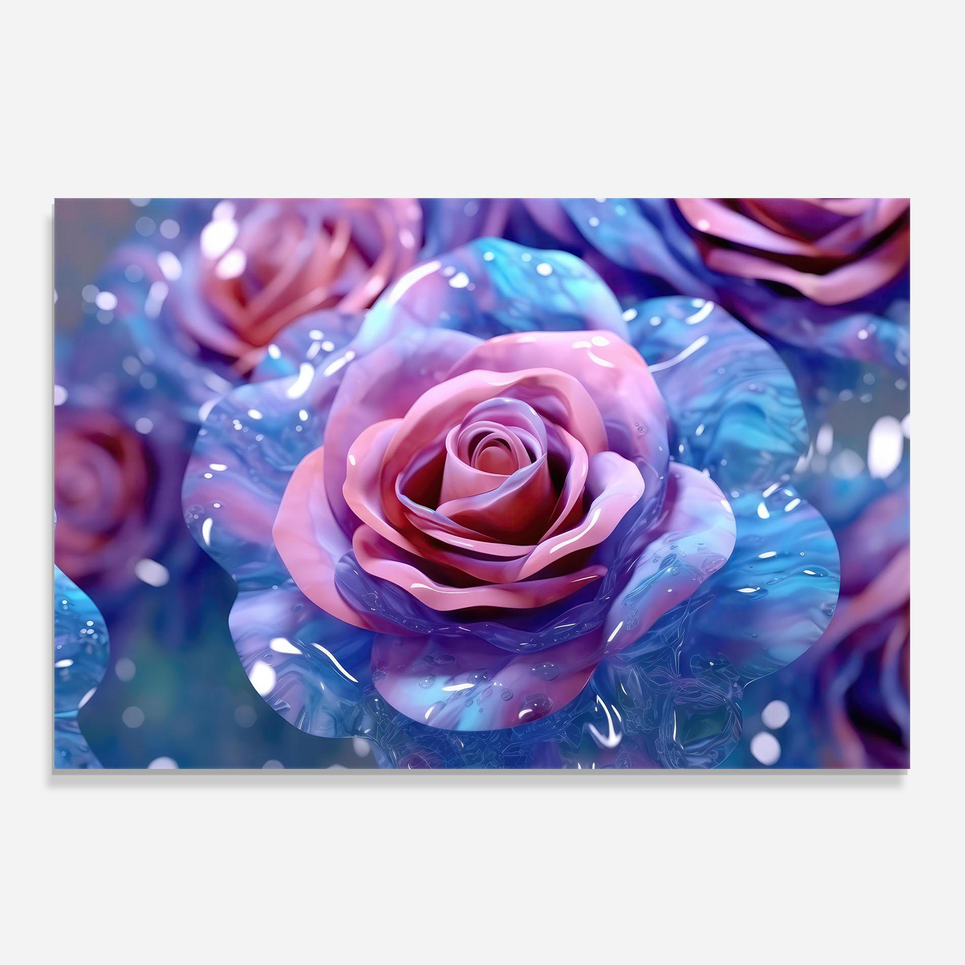 Konyhai üveg hátfal Beautiful Blue Pink Rose mockup 0