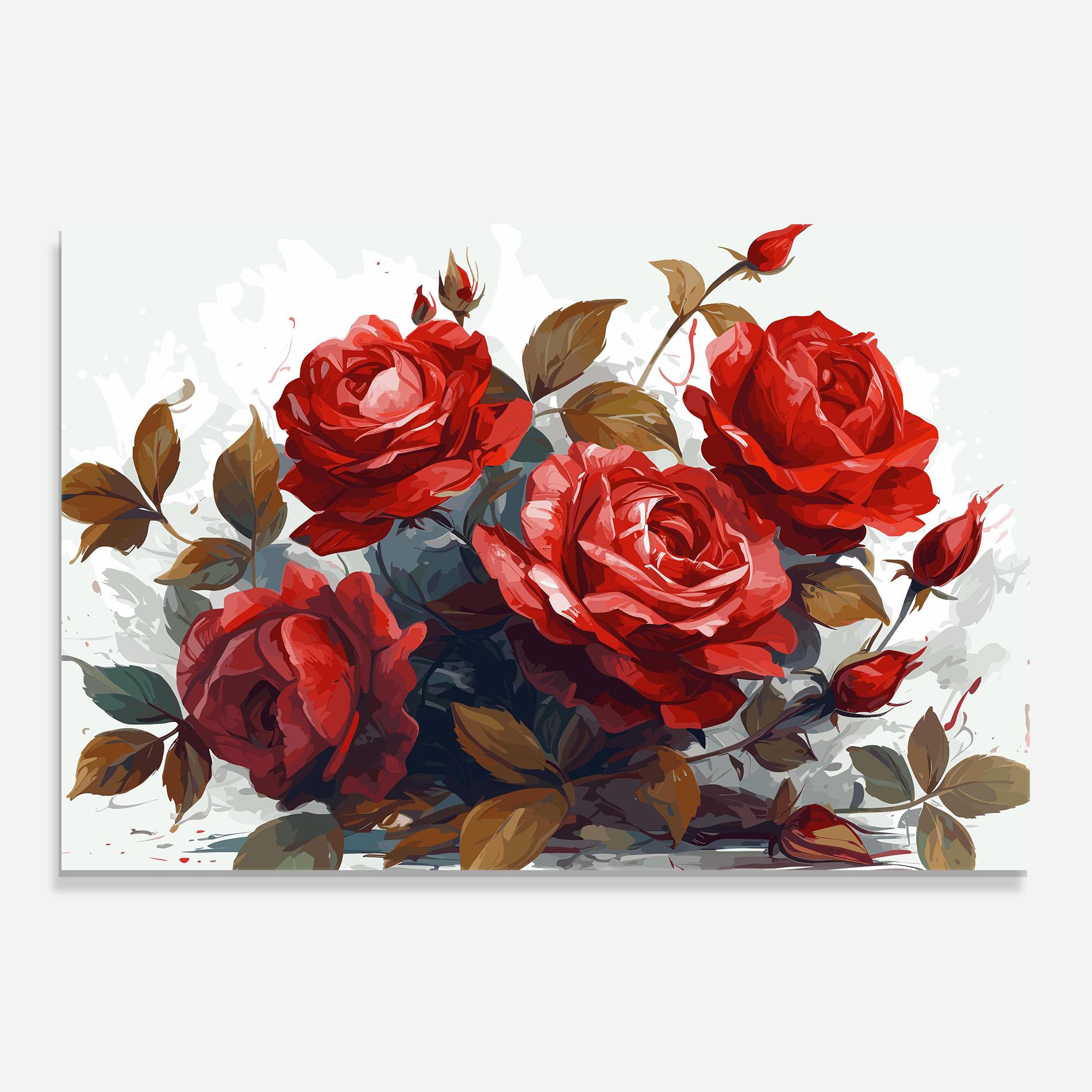Konyhai üveg hátfal Beautiful Red Roses mockup 0