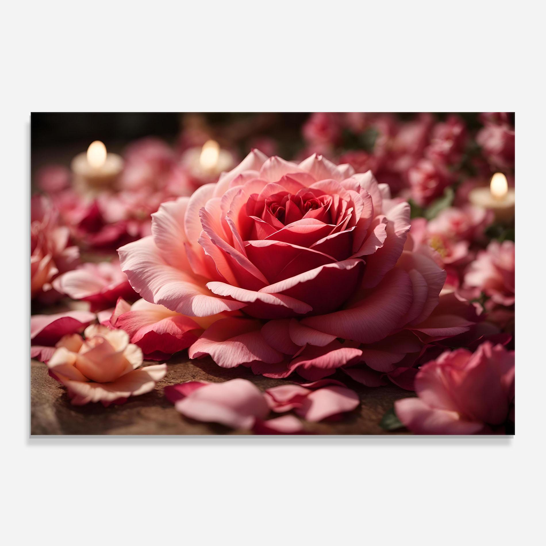 Konyhai üveg hátfal Big Pink Rose mockup 0
