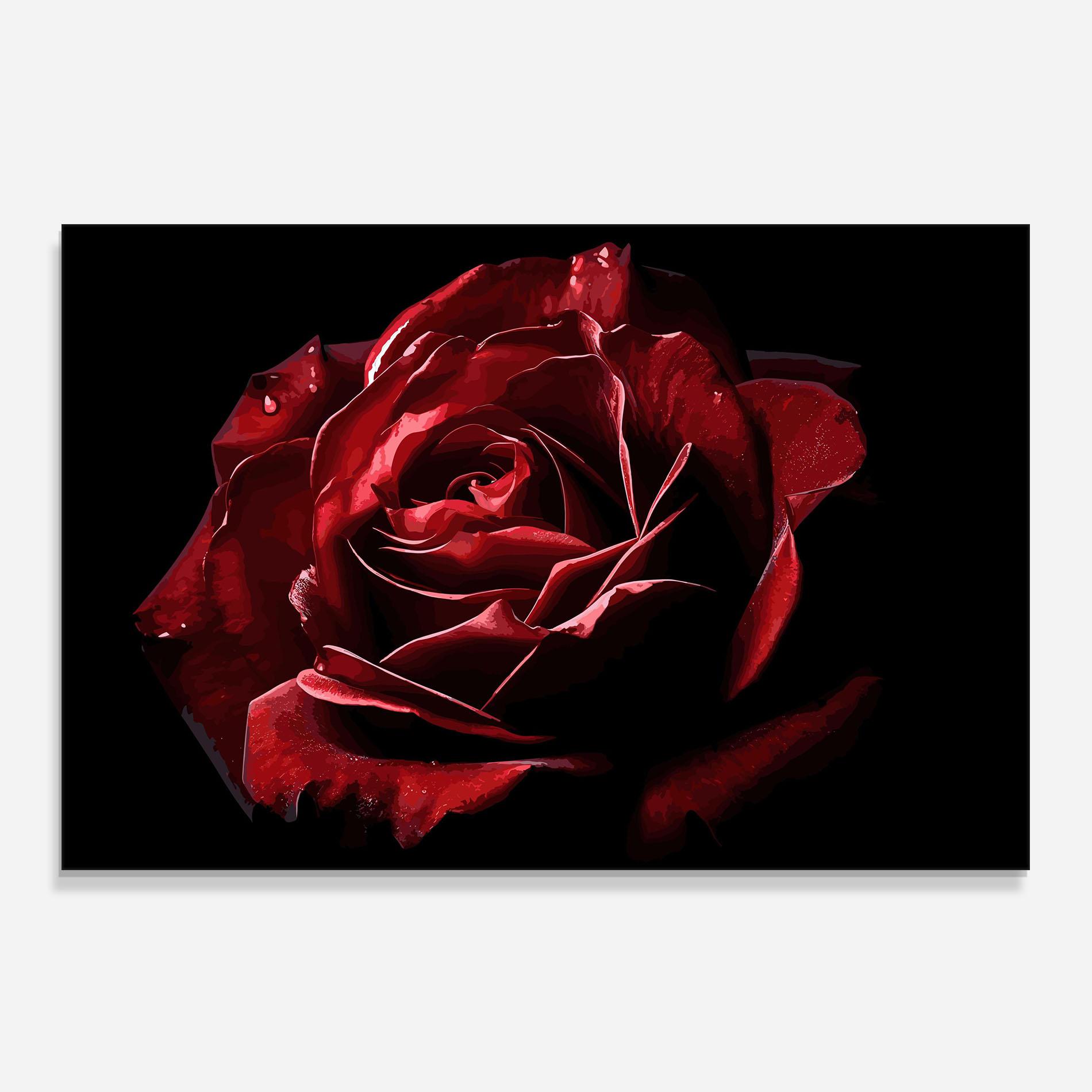 Konyhai üveg hátfal Big Red Rose mockup 0