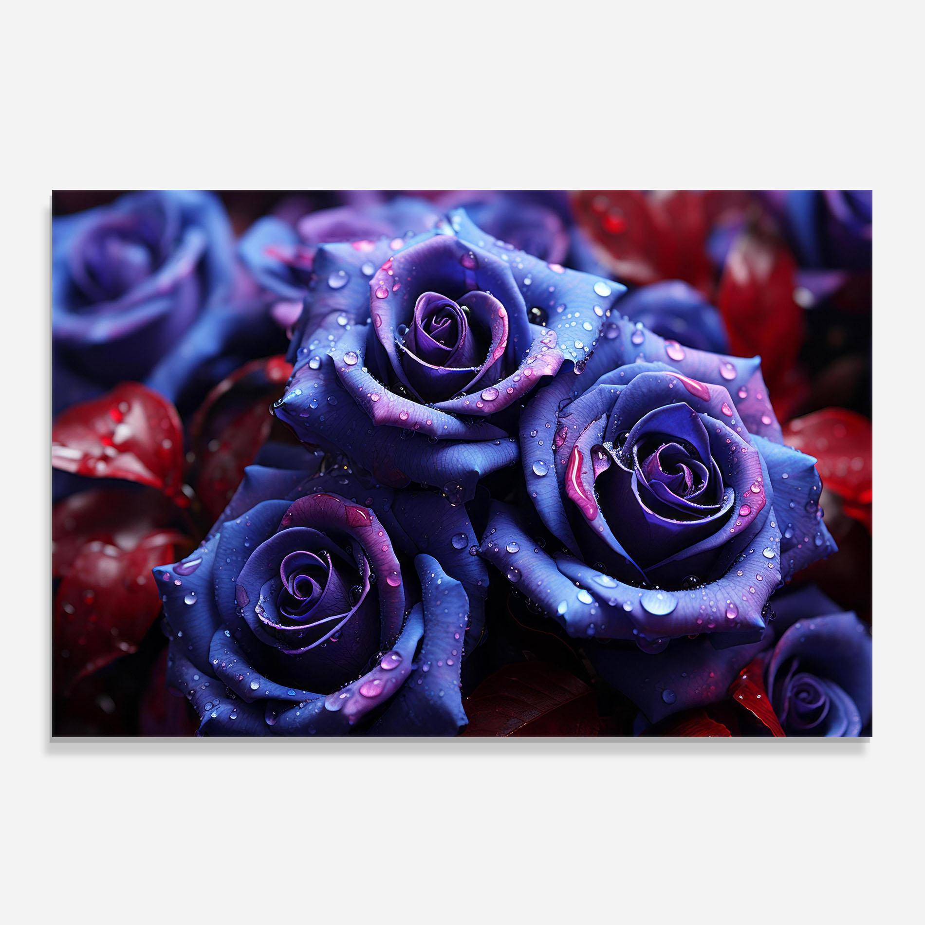 Konyhai üveg hátfal Blue Purple Rose mockup 0