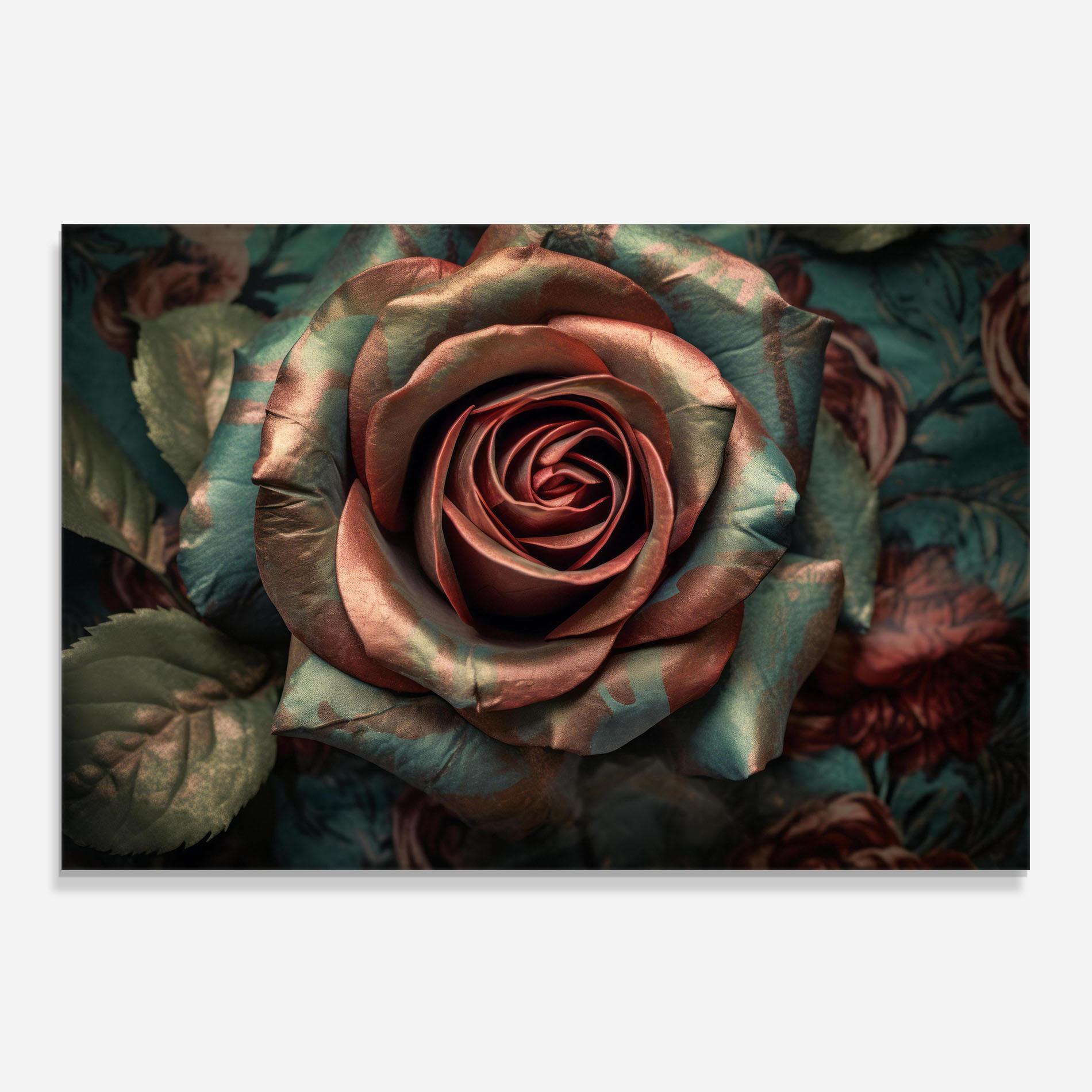 Konyhai üveg hátfal Exotic Blue Rose mockup 0