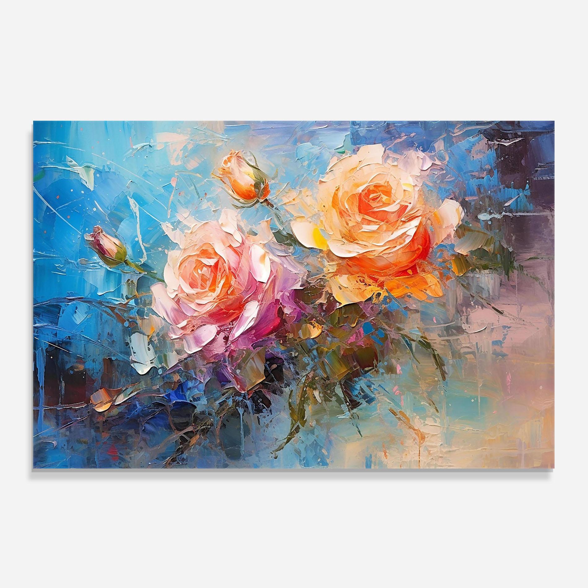 Konyhai üveg hátfal Light Orange Rose Painting mockup 0