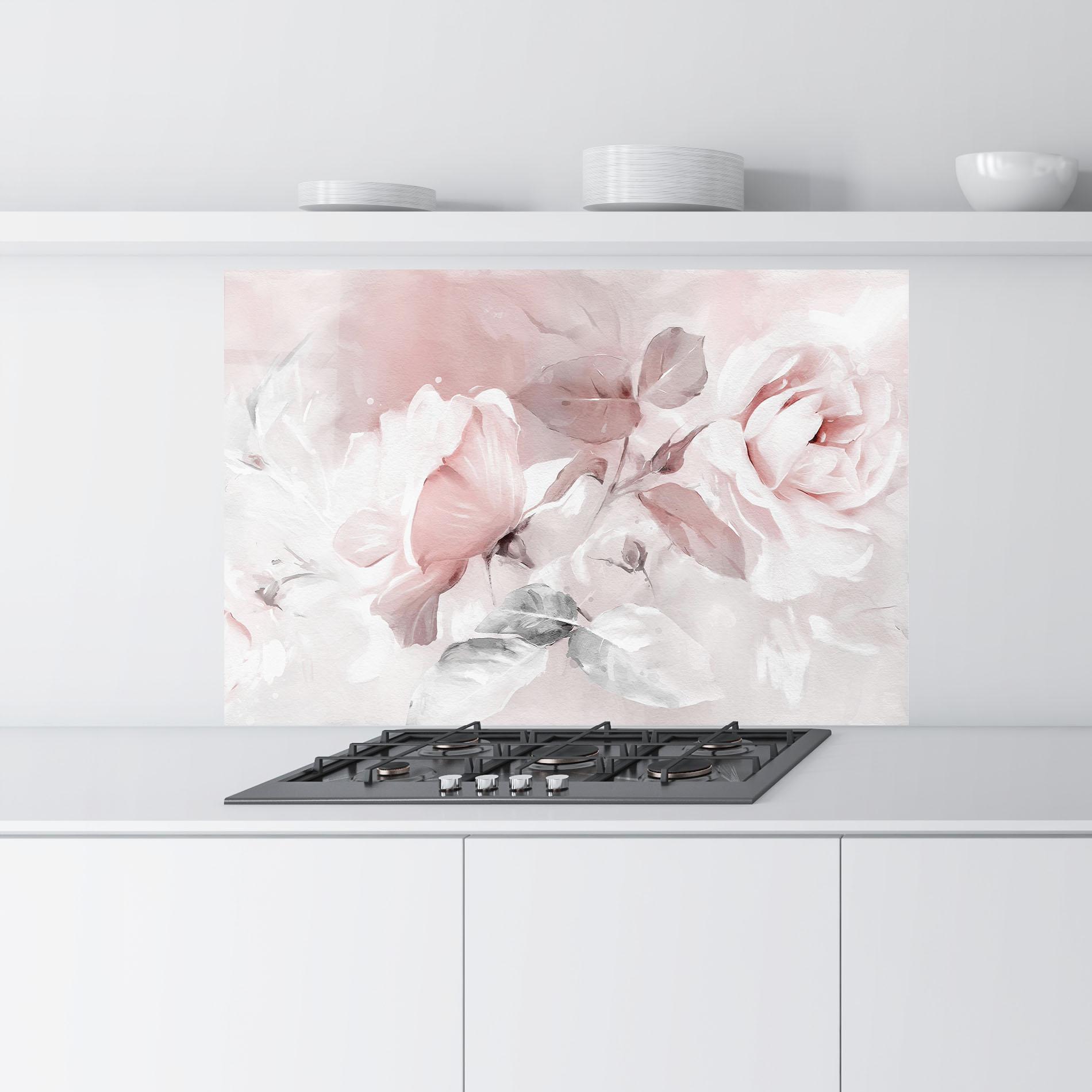 Konyhai üveg hátfal Abstract Pink Flowers mockup 9
