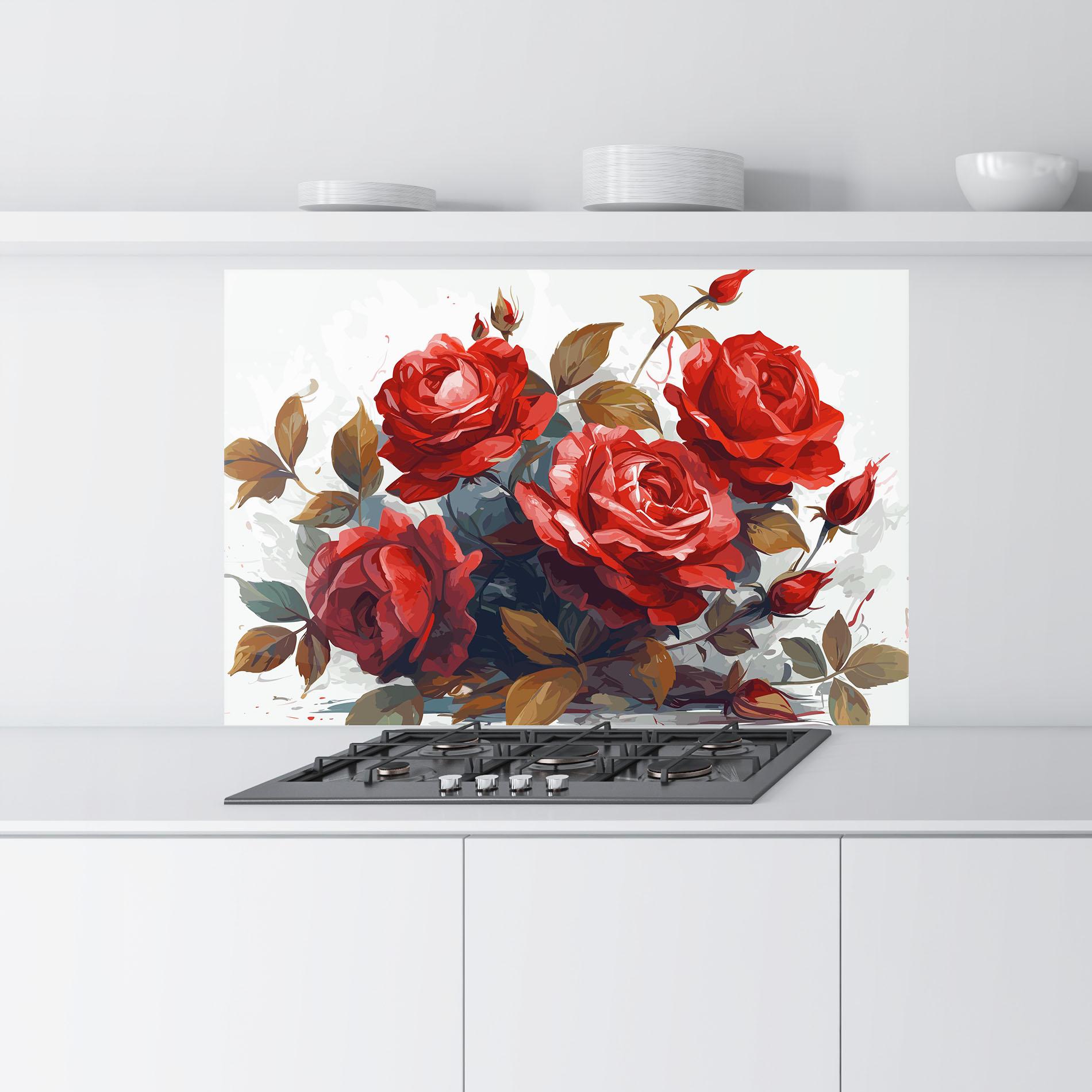 Konyhai üveg hátfal Beautiful Red Roses mockup 9