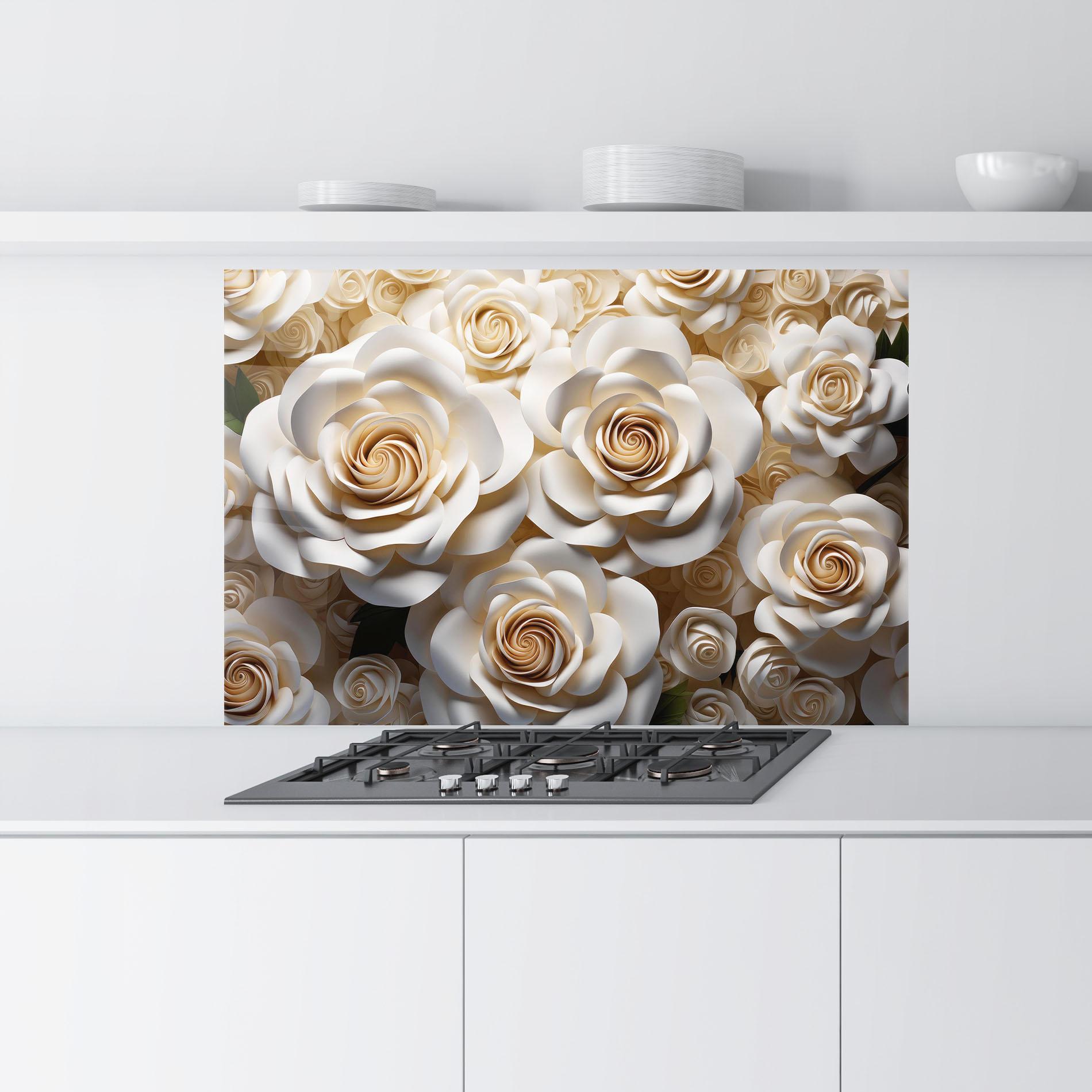 Konyhai üveg hátfal Cream Roses Wall mockup 9