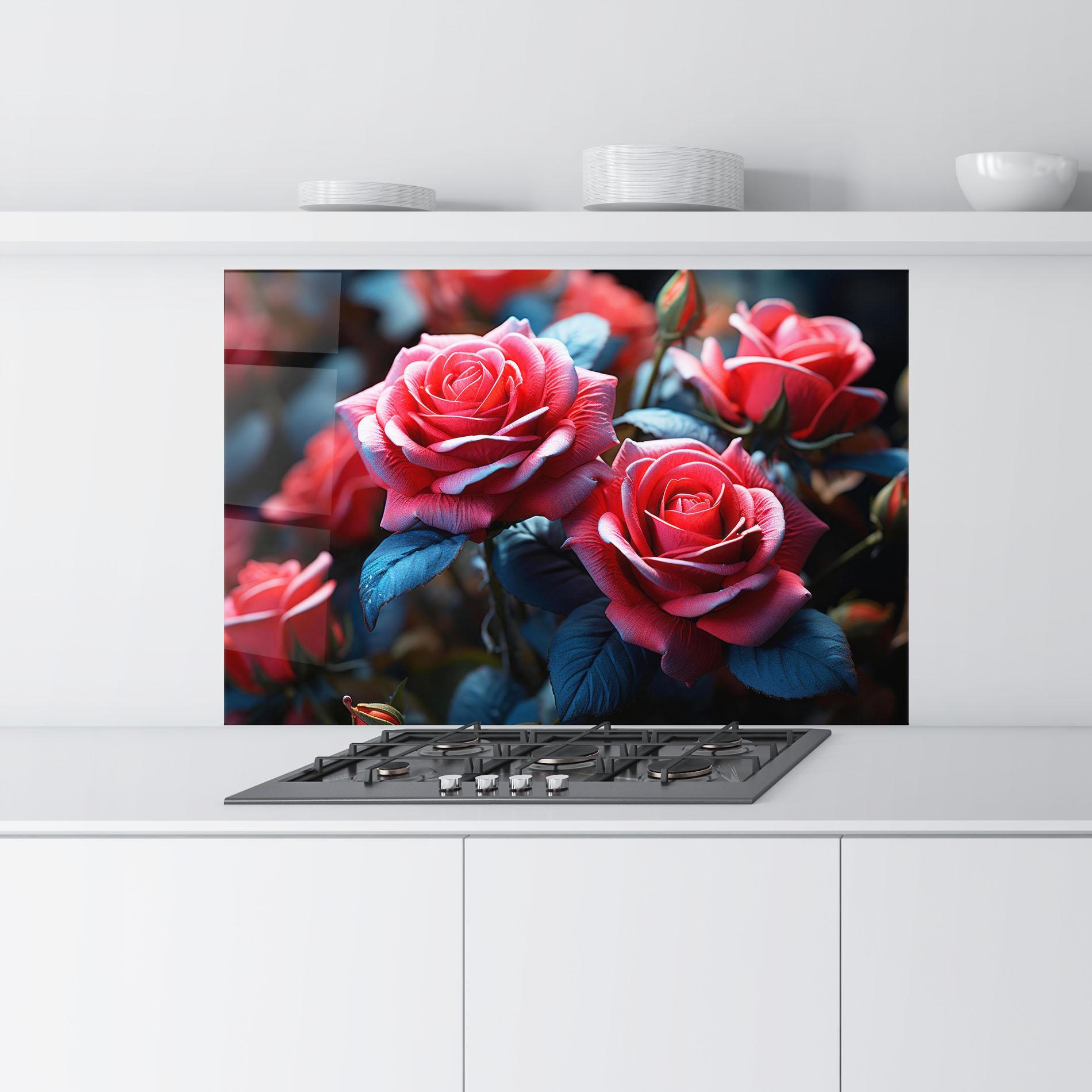 Konyhai üveg hátfal Dark Pink Rose mockup 9