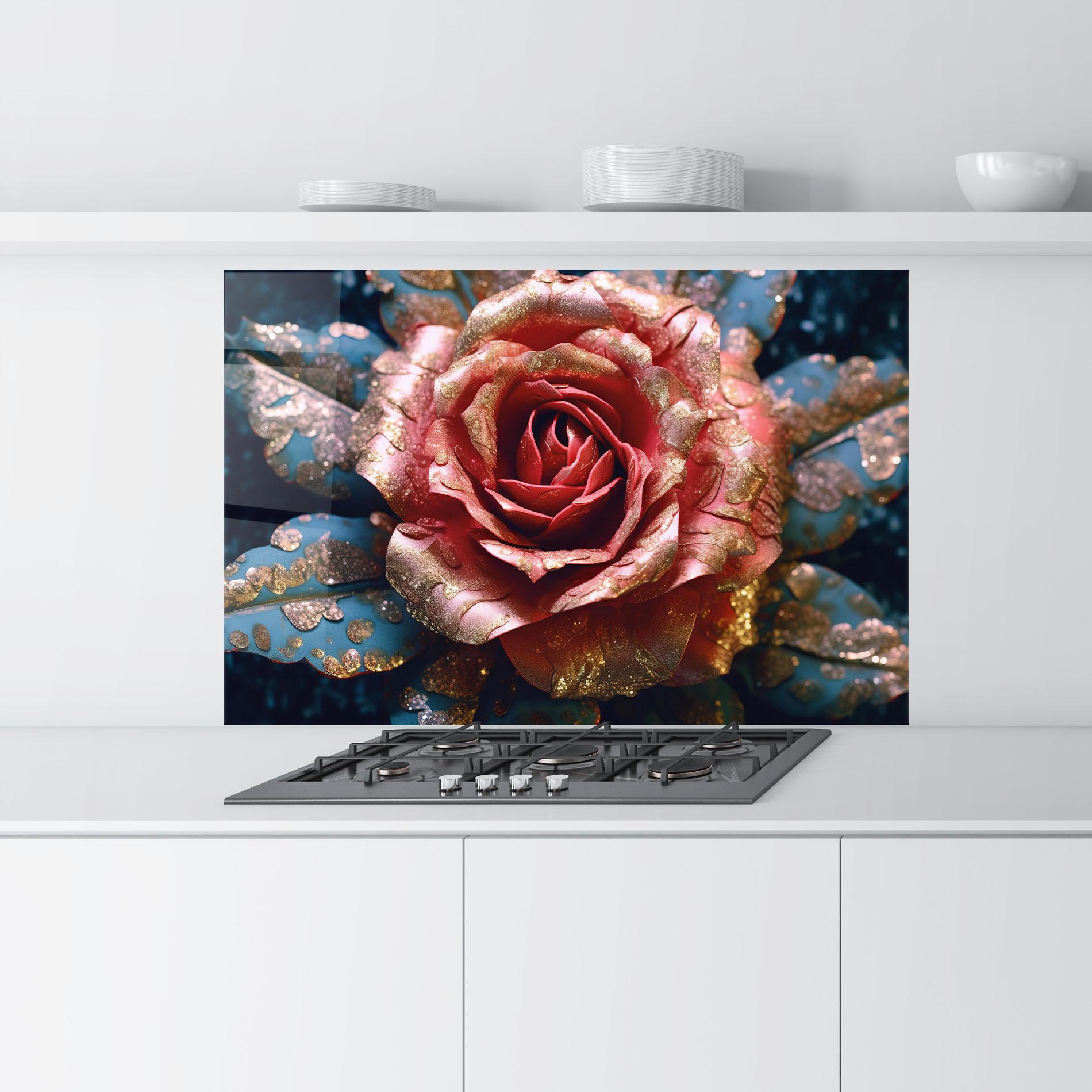 Konyhai üveg hátfal Exotic Pink Rose mockup 9