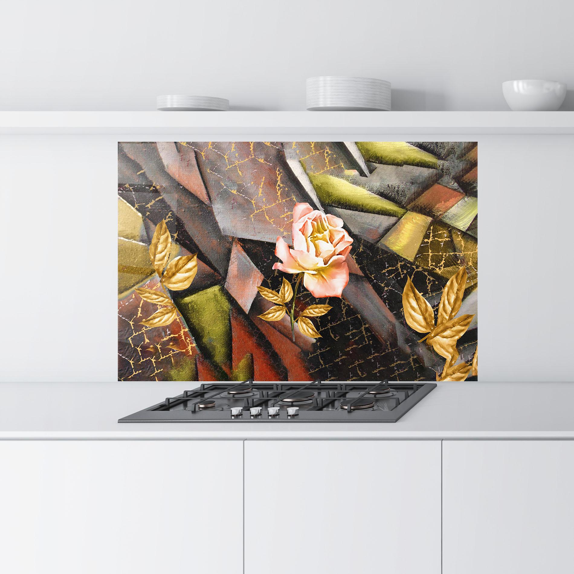 Konyhai üveg hátfal Golden Rose mockup 9