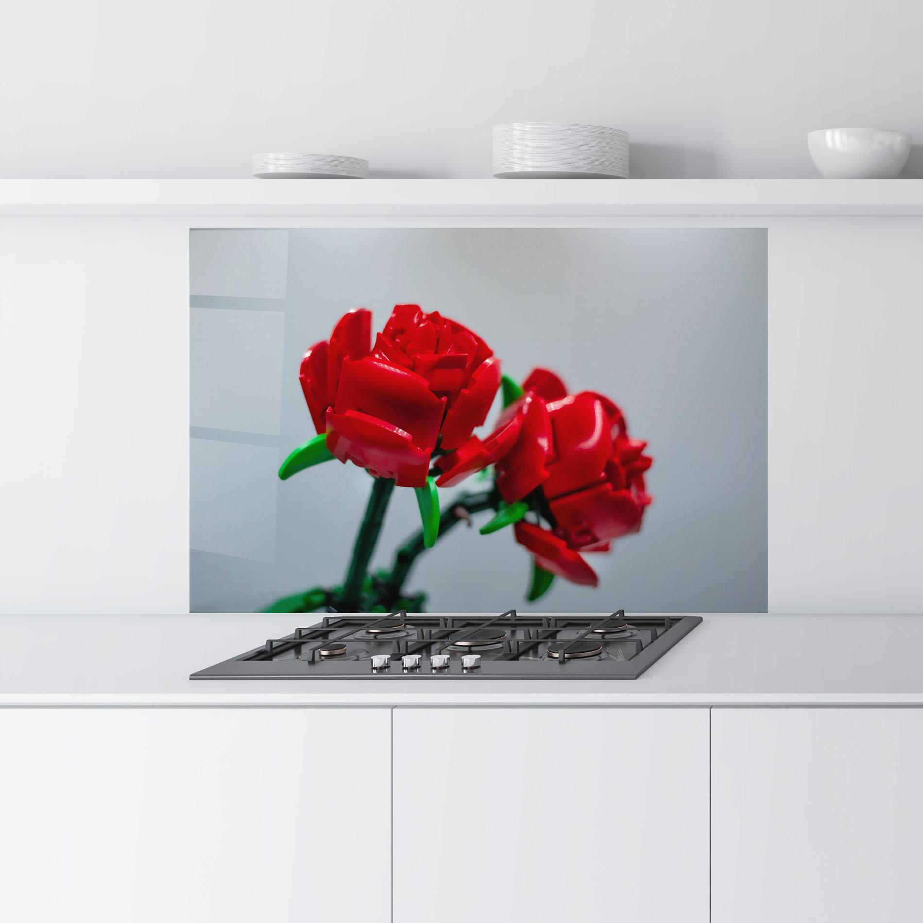 Konyhai üveg hátfal Lego Red Roses mockup 9