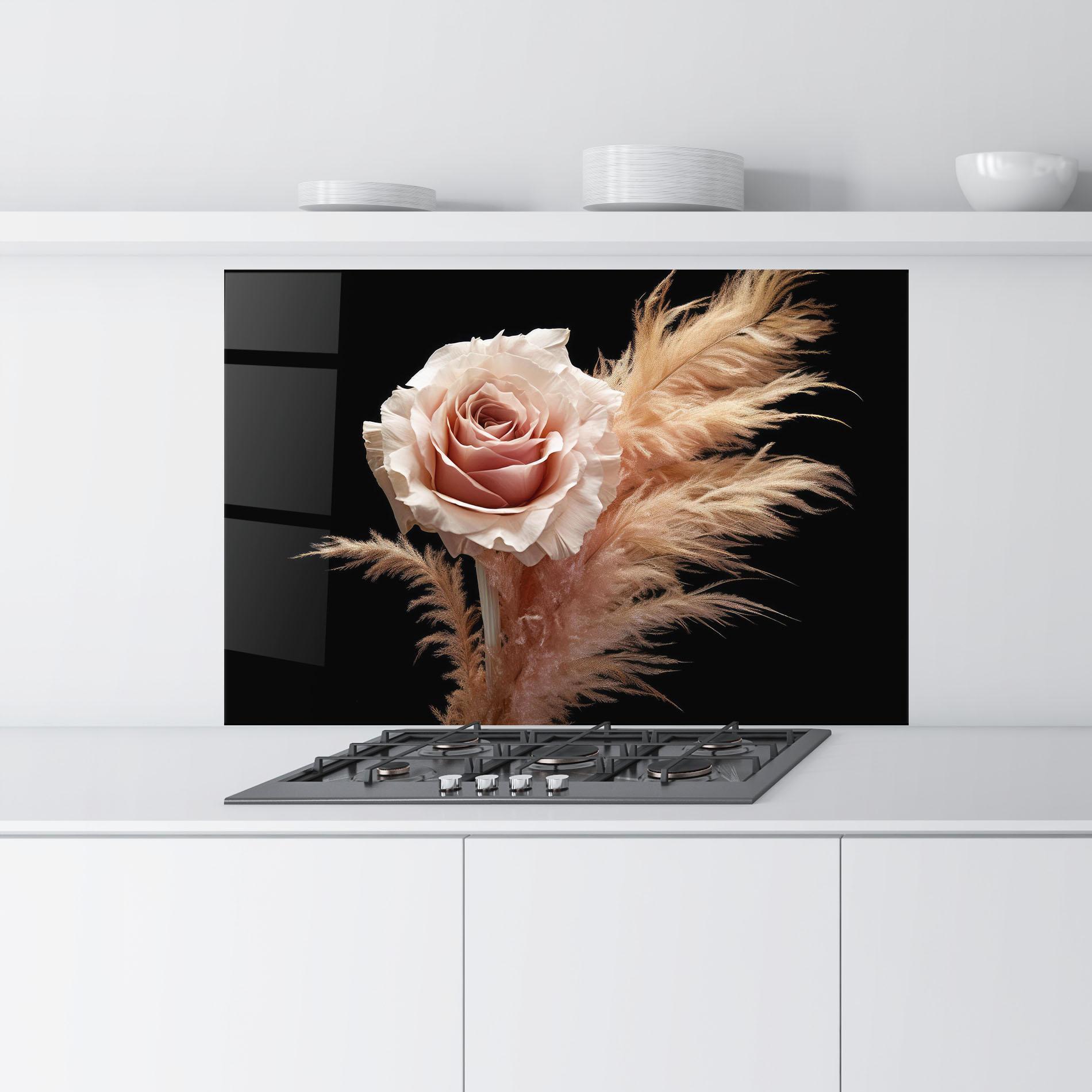 Konyhai üveg hátfal Light Pink Rose mockup 9