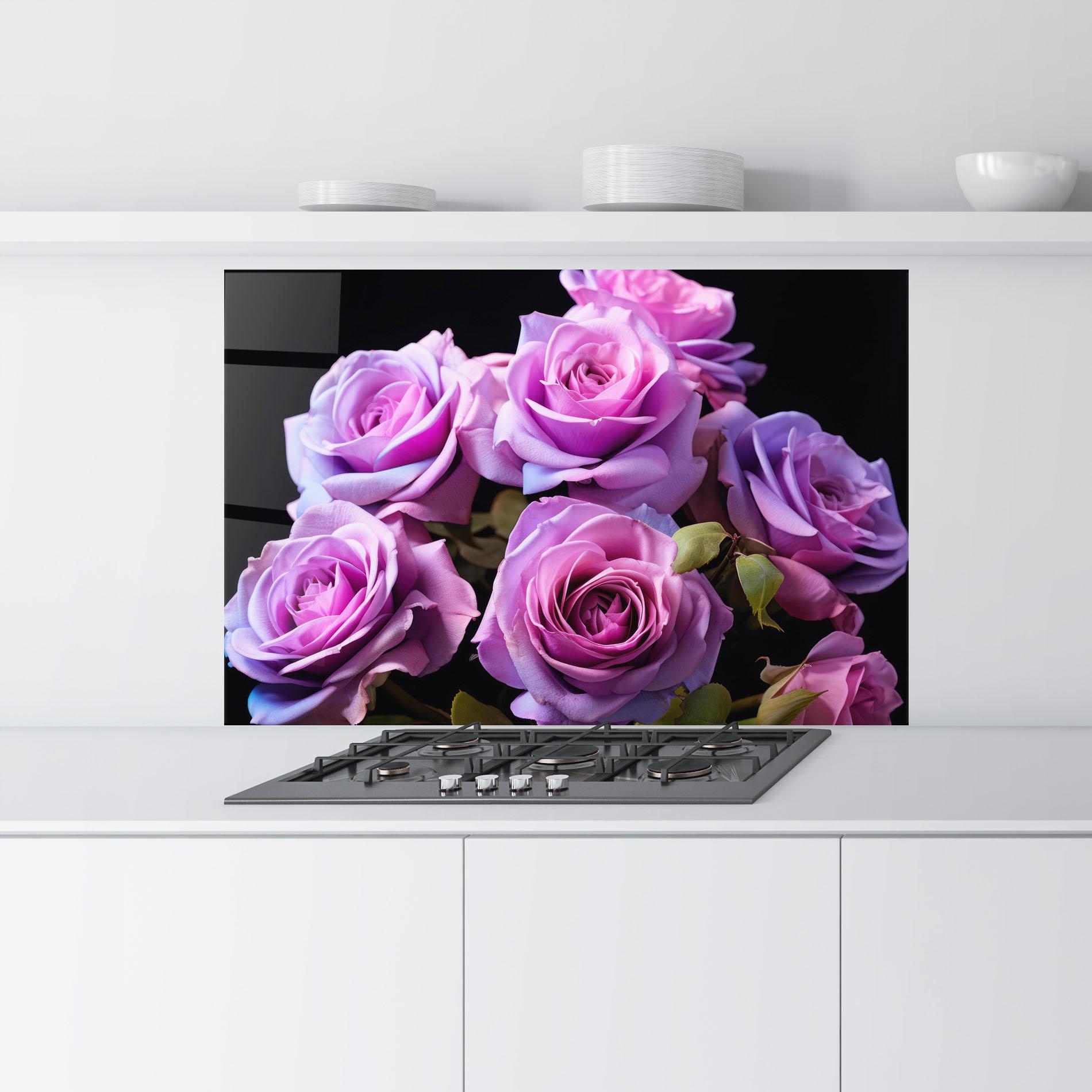 Konyhai üveg hátfal Light Purple Rose mockup 9