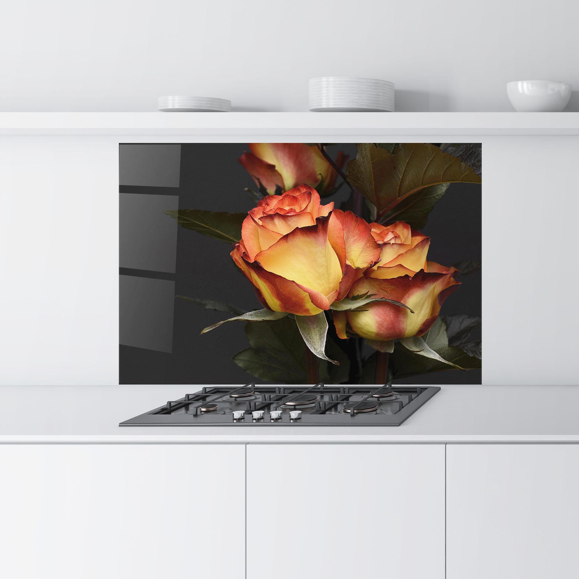 Konyhai üveg hátfal Orange Rose mockup 9