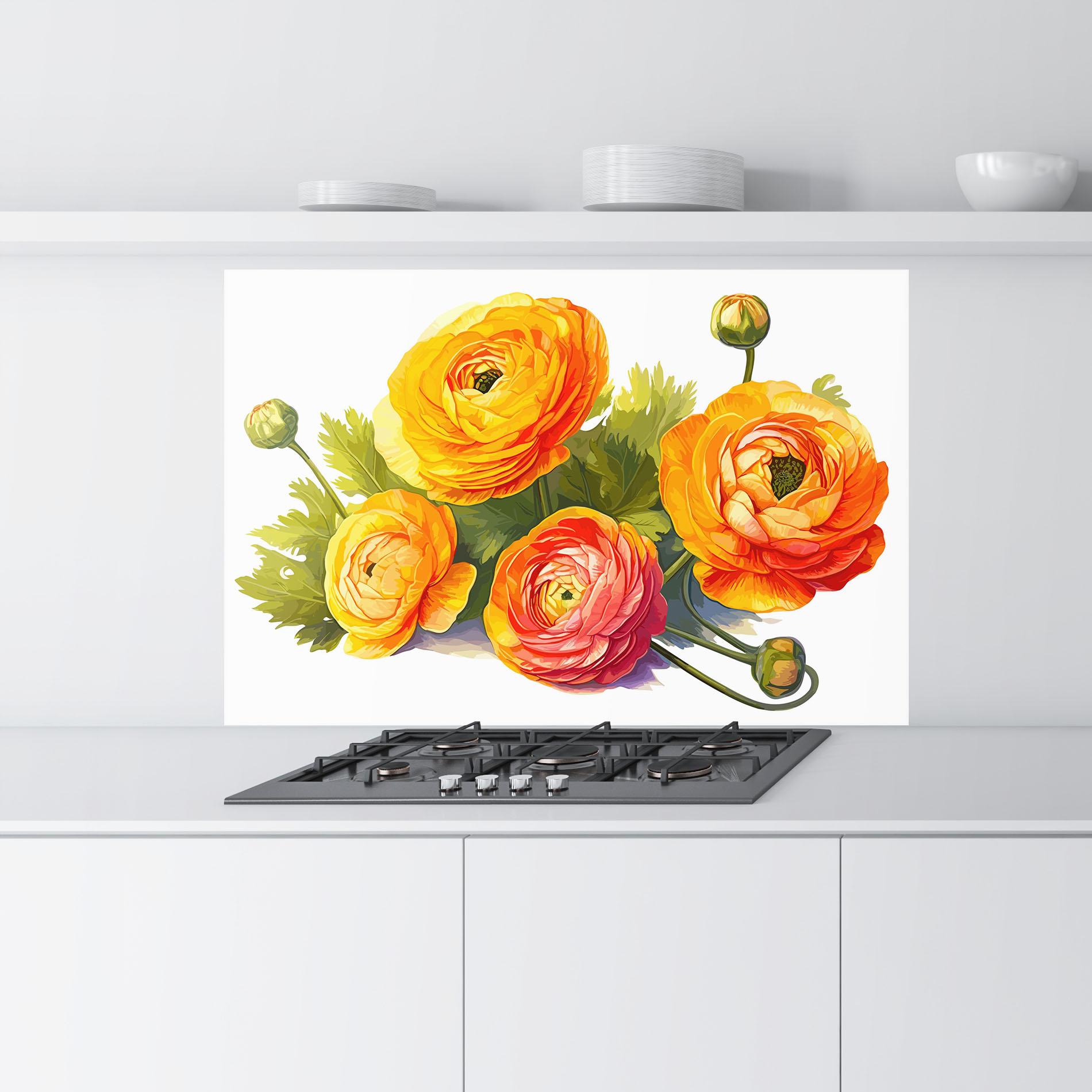 Konyhai üveg hátfal Orange Roses mockup 9