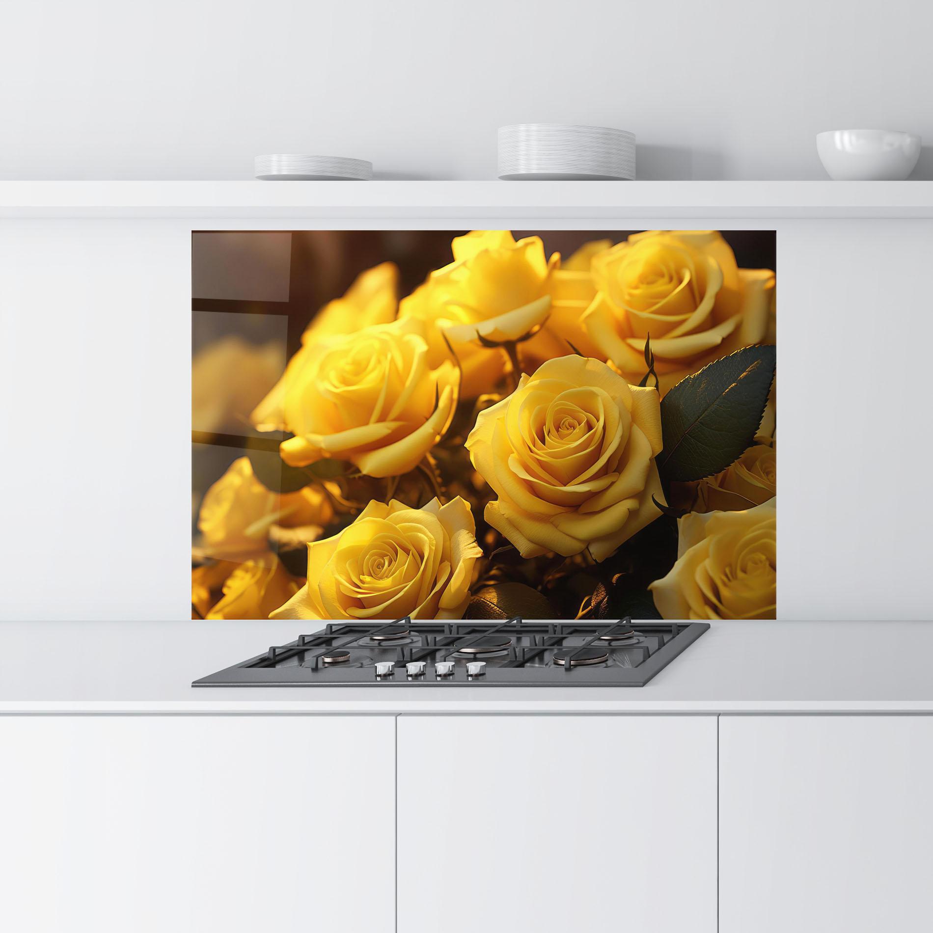 Konyhai üveg hátfal Yellow Rose mockup 9