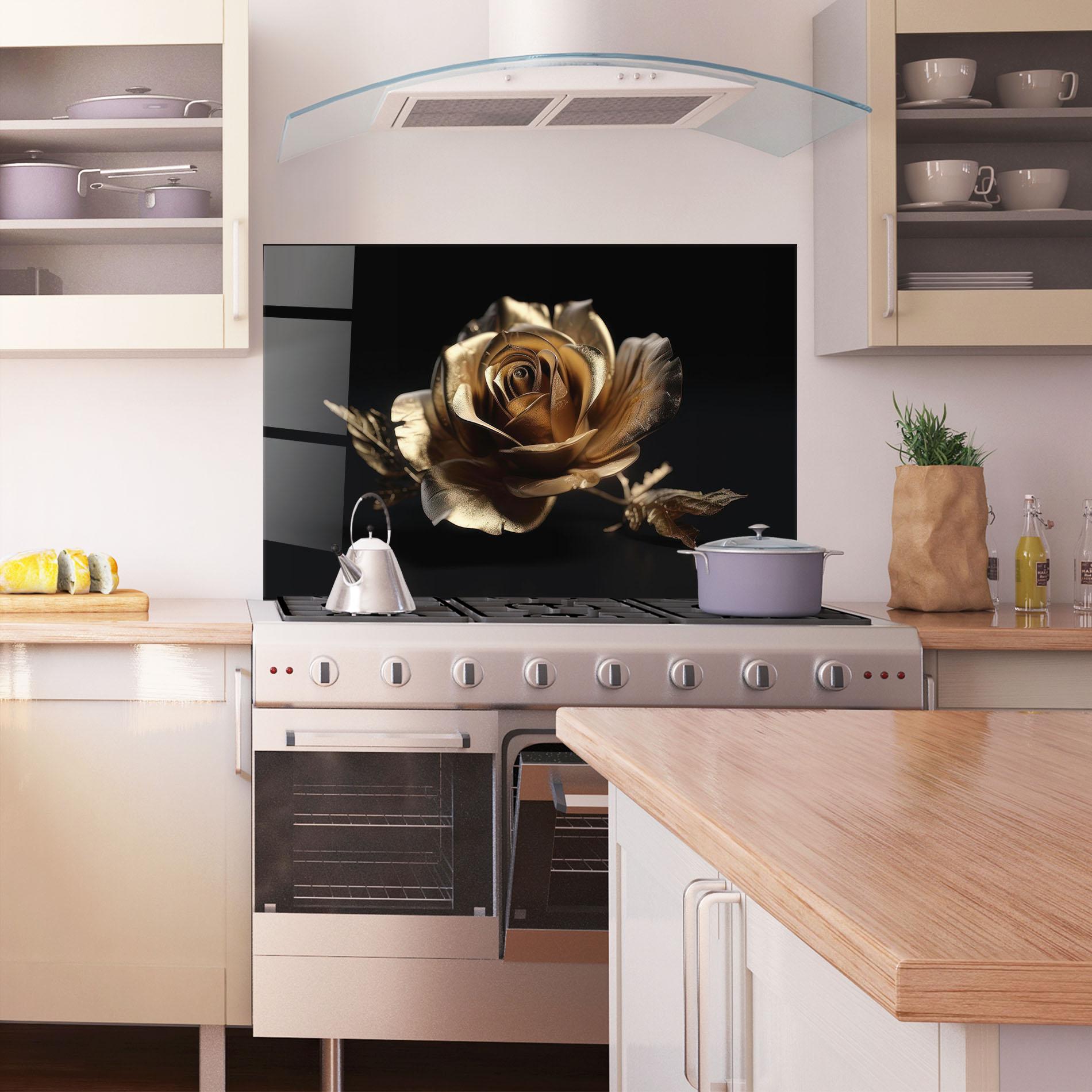 Konyhai üveg hátfal Gold Rose mockup 1