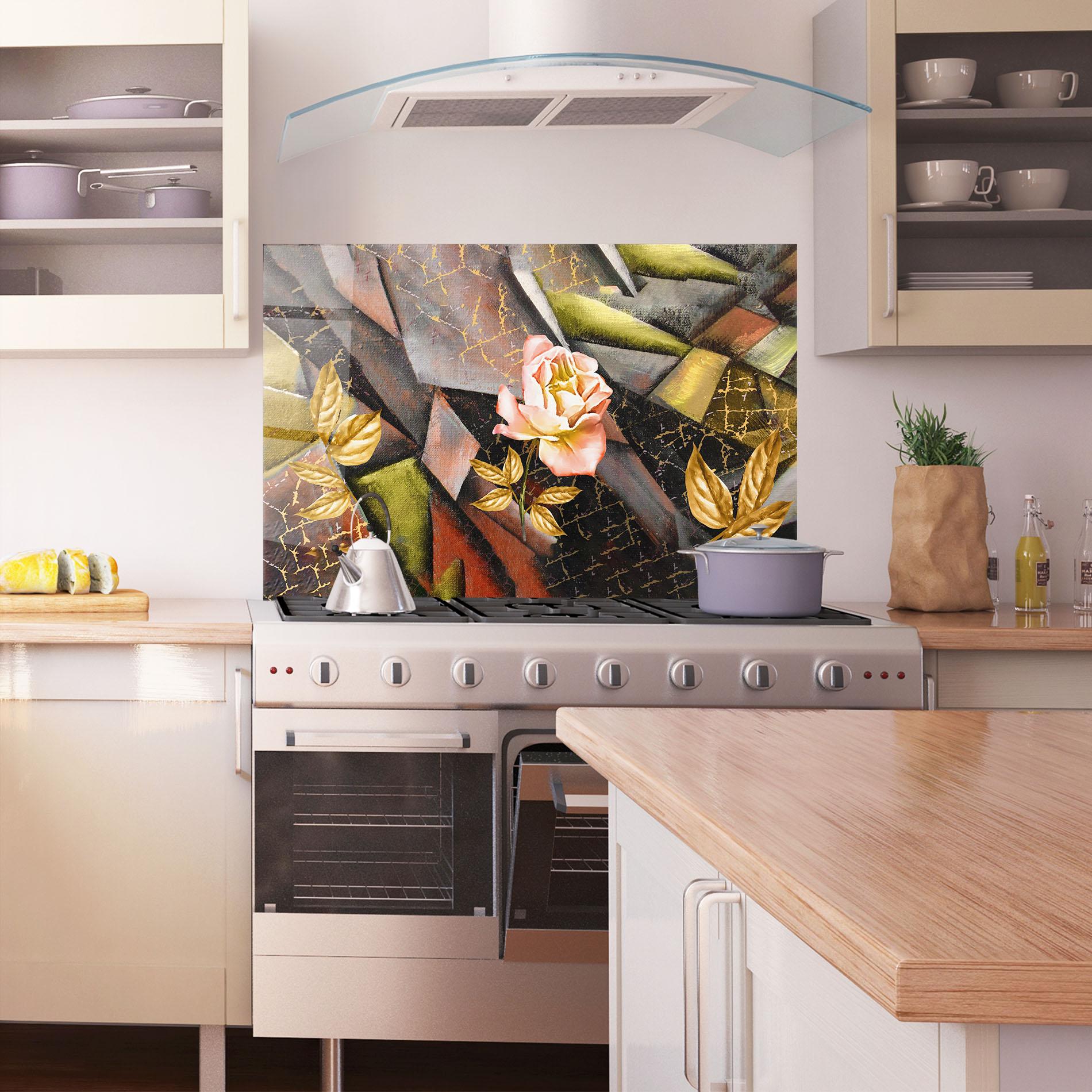 Konyhai üveg hátfal Golden Rose mockup 1