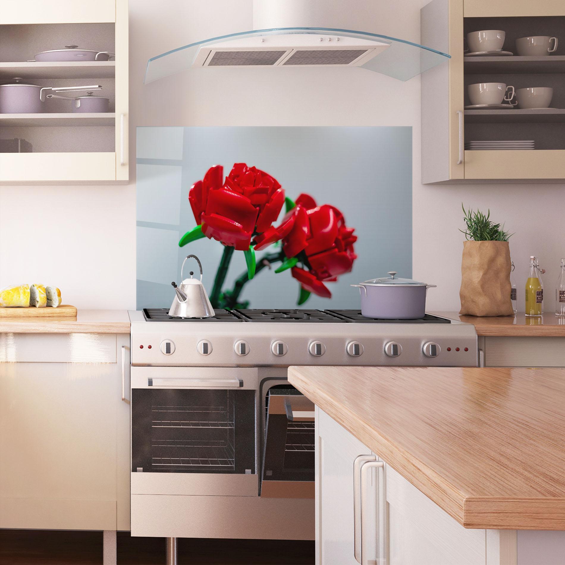 Konyhai üveg hátfal Lego Red Roses mockup 1