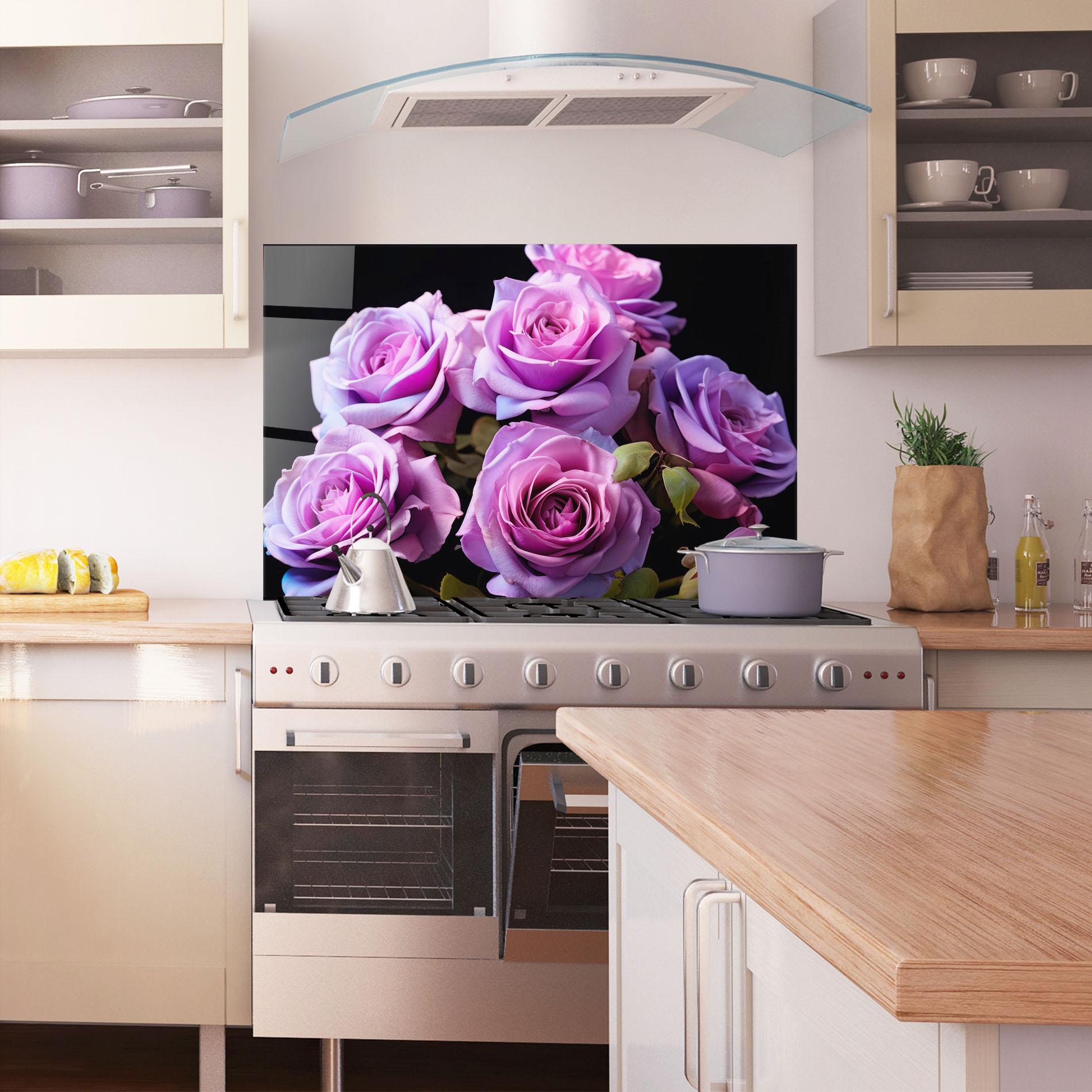 Konyhai üveg hátfal Light Purple Rose mockup 1
