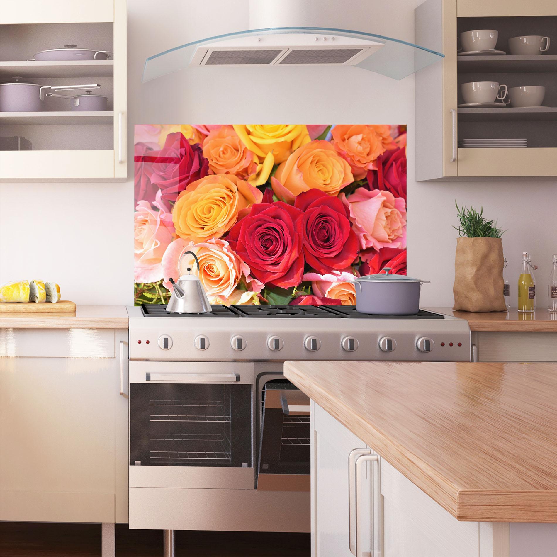 Konyhai üveg hátfal Mixed Roses mockup 1