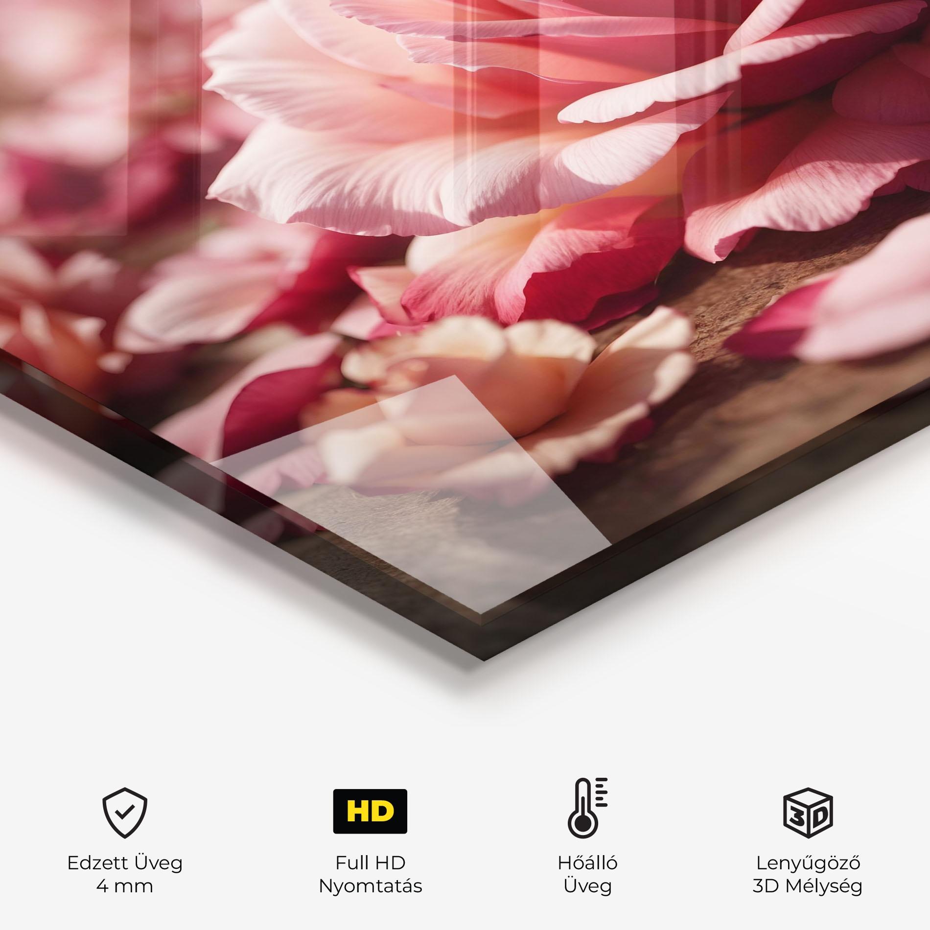 Konyhai üveg hátfal Big Pink Rose mockup 2