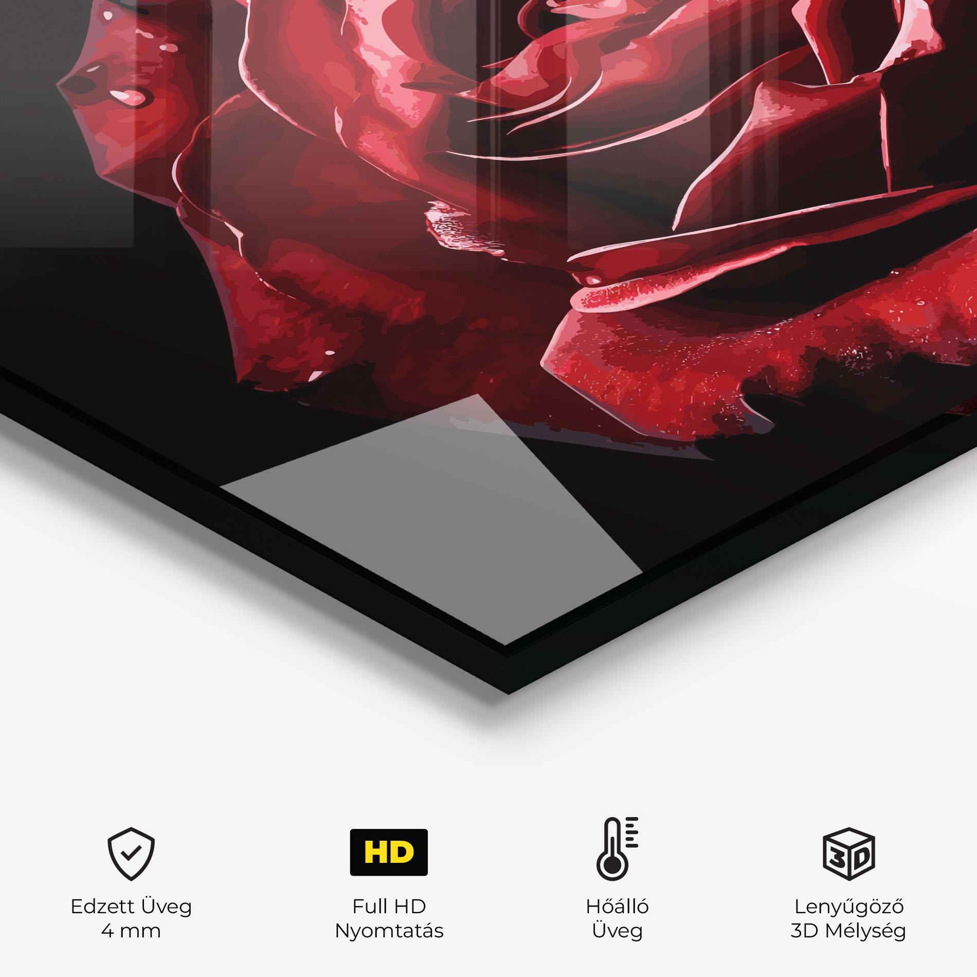 Konyhai üveg hátfal Big Red Rose mockup 2