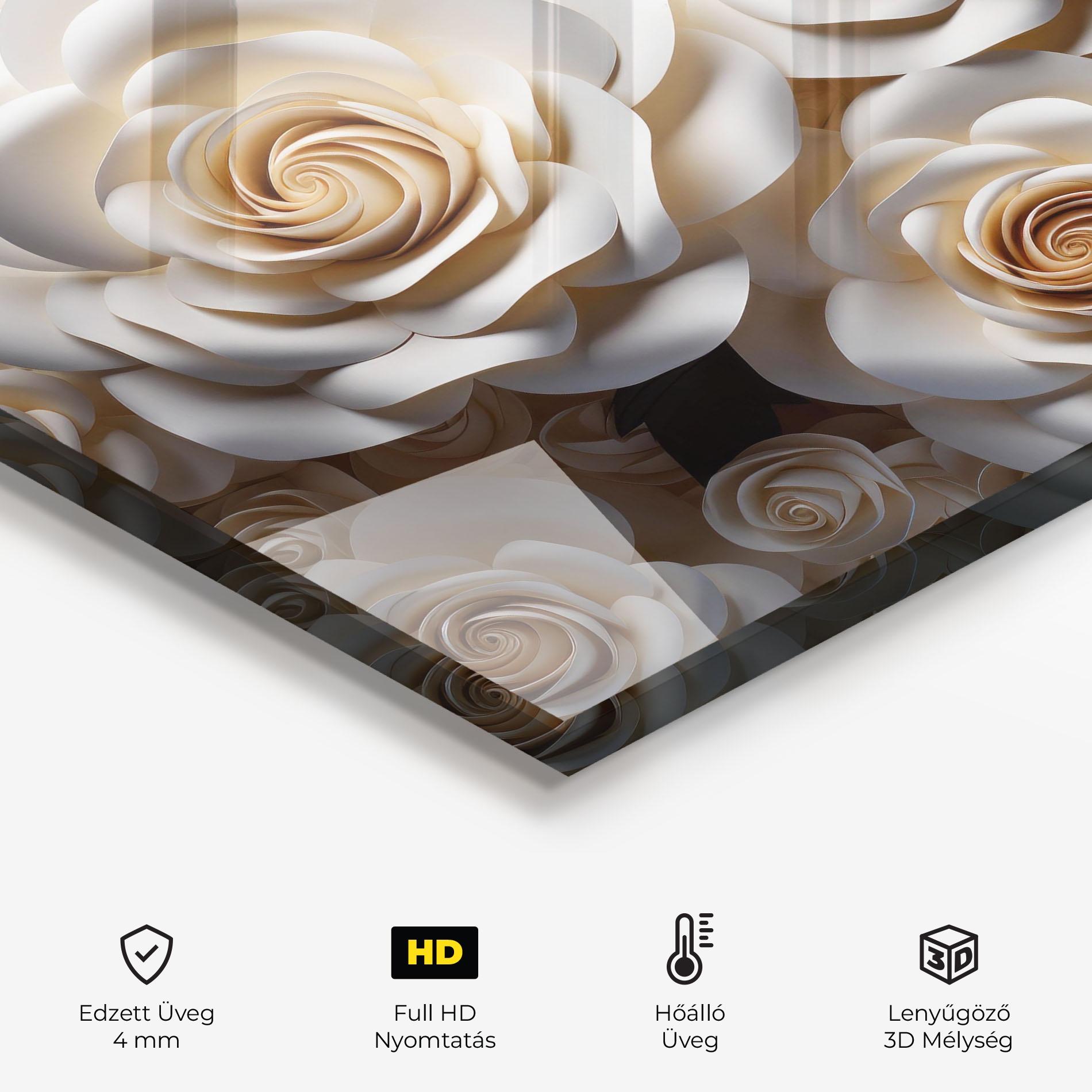 Konyhai üveg hátfal Cream Roses Wall mockup 2