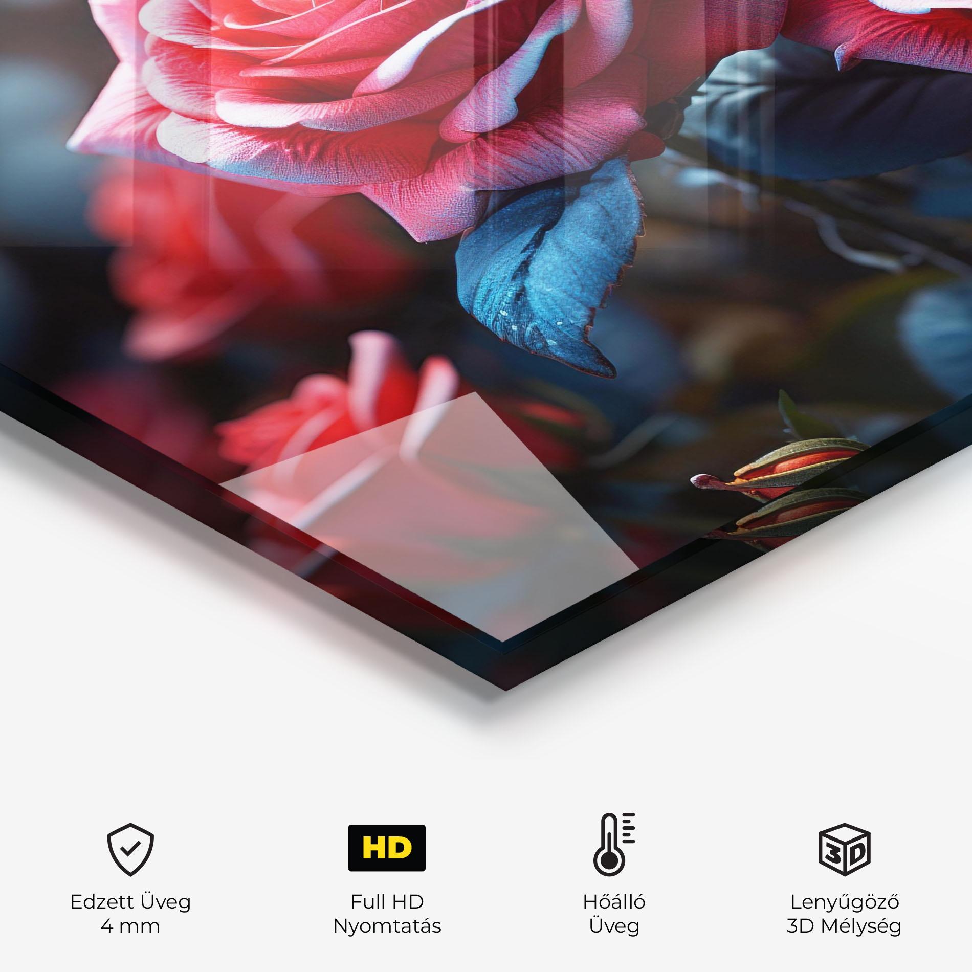 Konyhai üveg hátfal Dark Pink Rose mockup 2