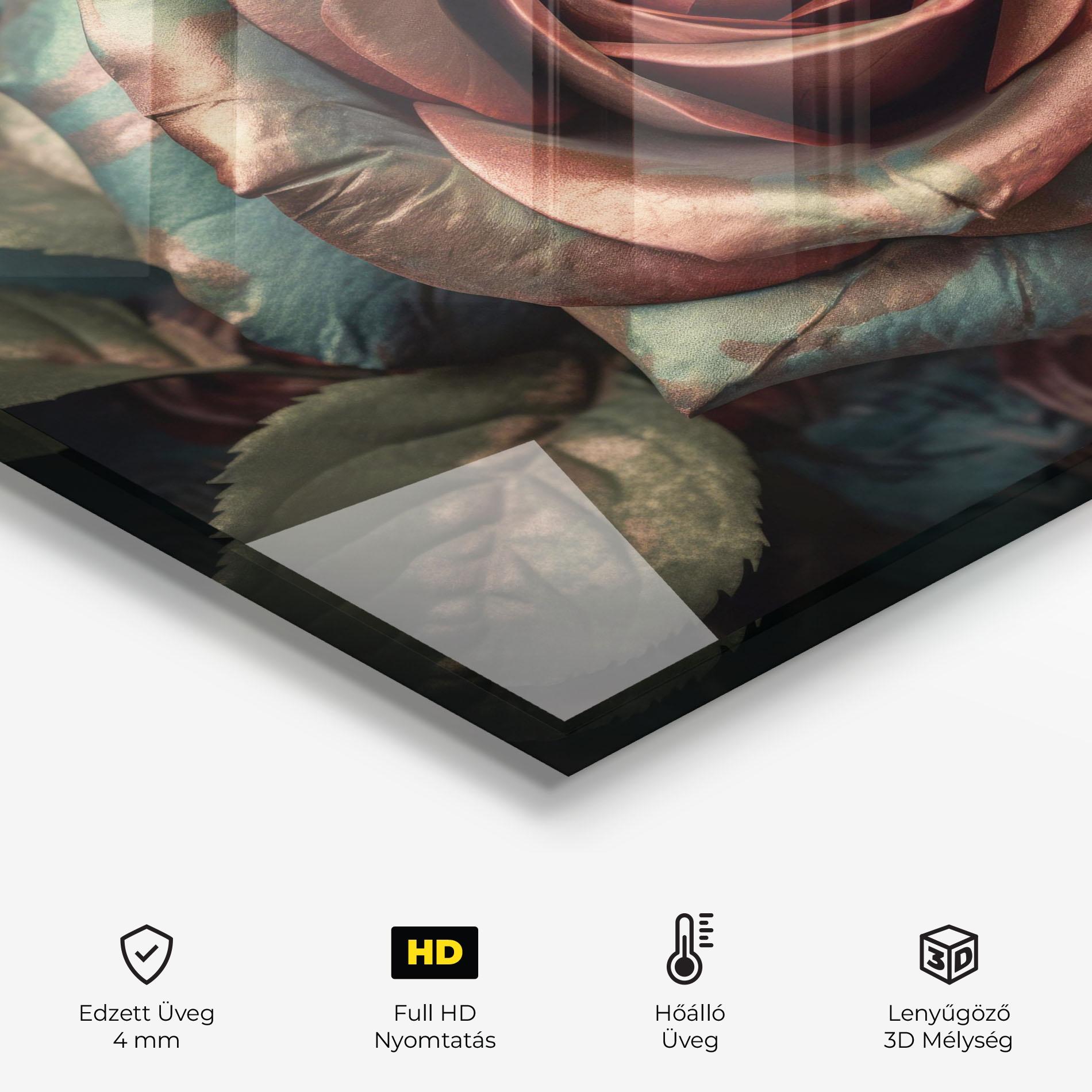 Konyhai üveg hátfal Exotic Blue Rose mockup 2