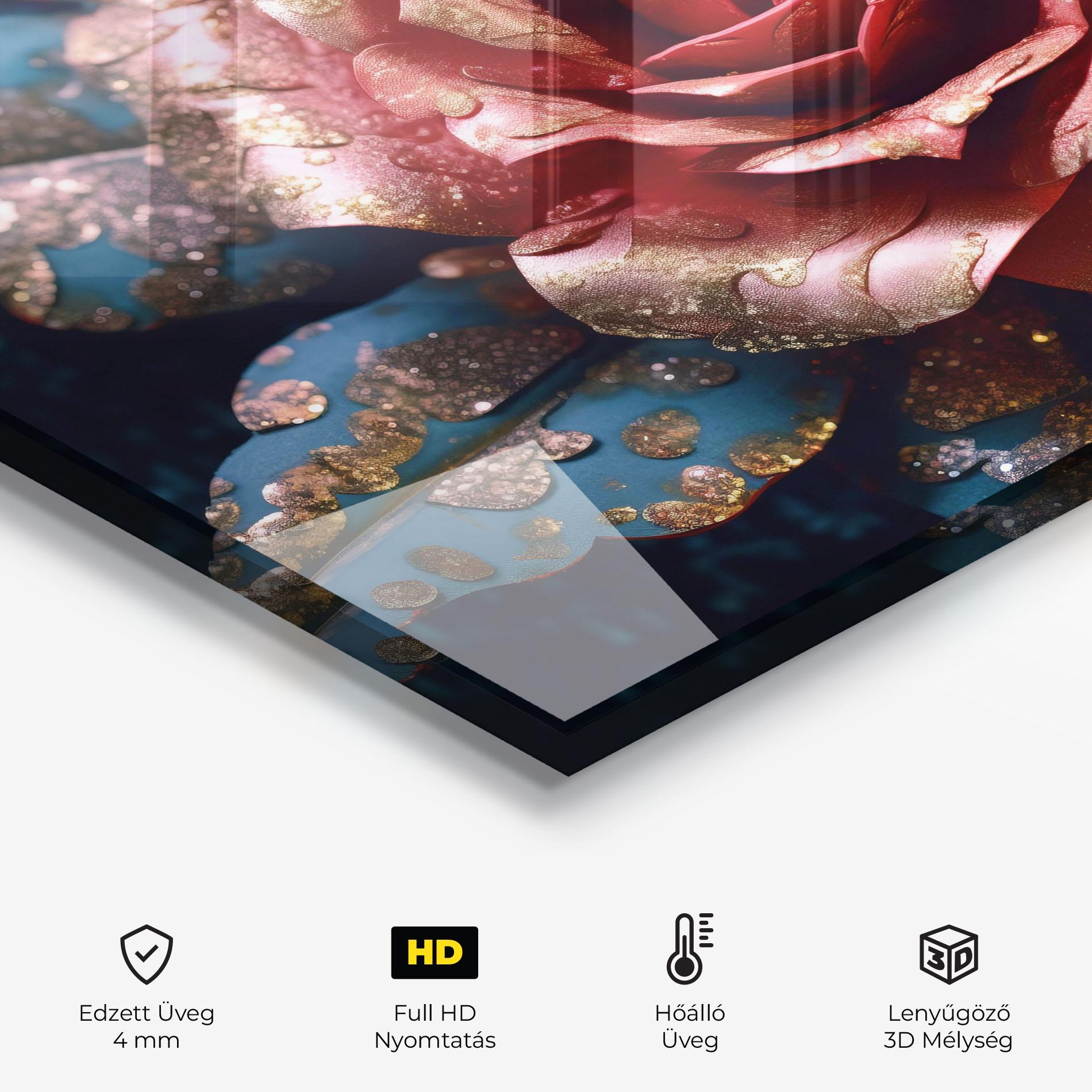 Konyhai üveg hátfal Exotic Pink Rose mockup 2