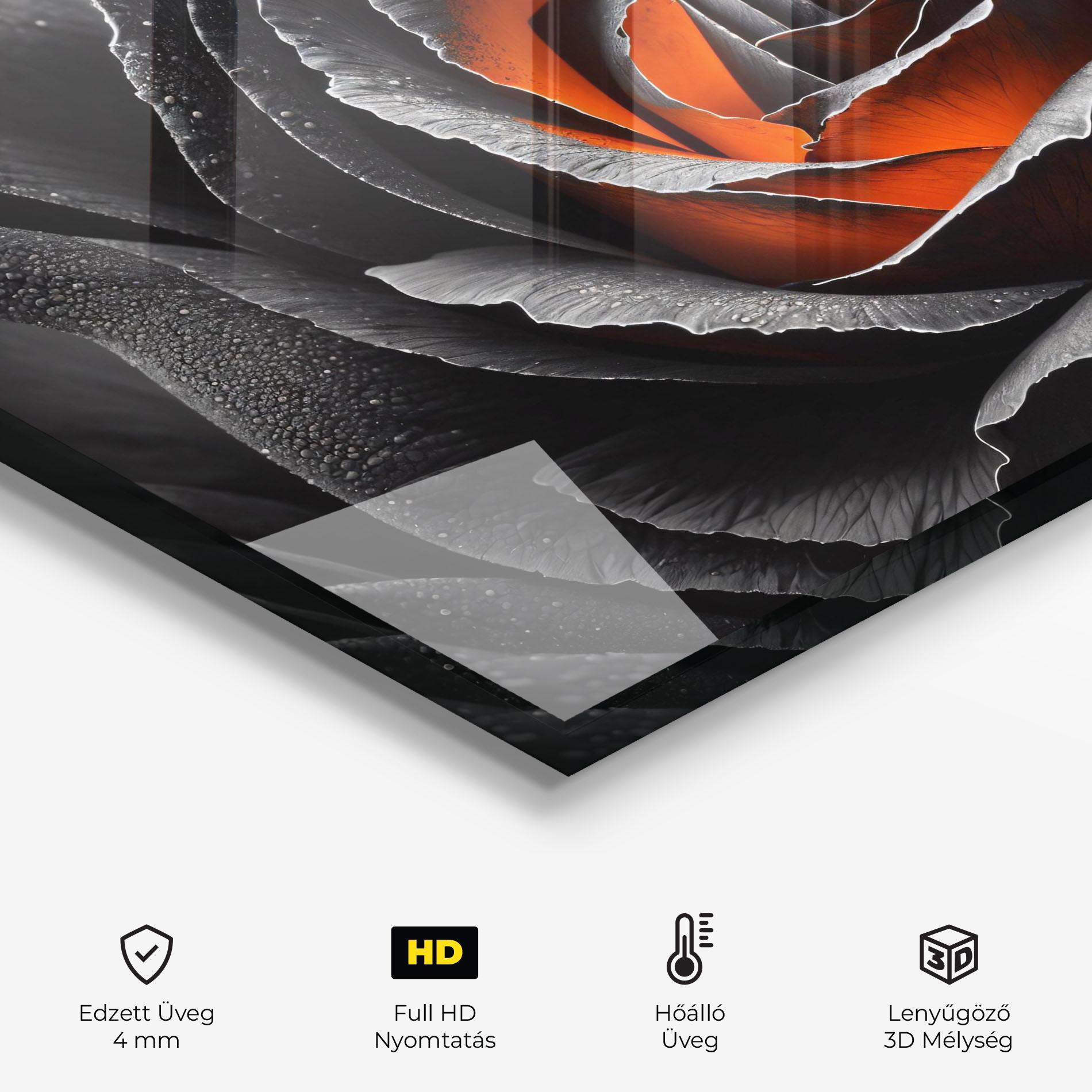 Konyhai üveg hátfal Grey Orange Rose mockup 2