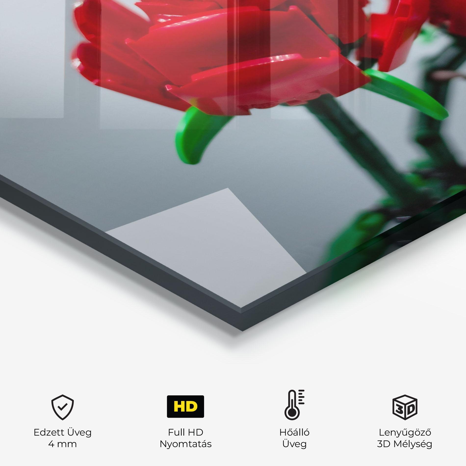 Konyhai üveg hátfal Lego Red Roses mockup 2