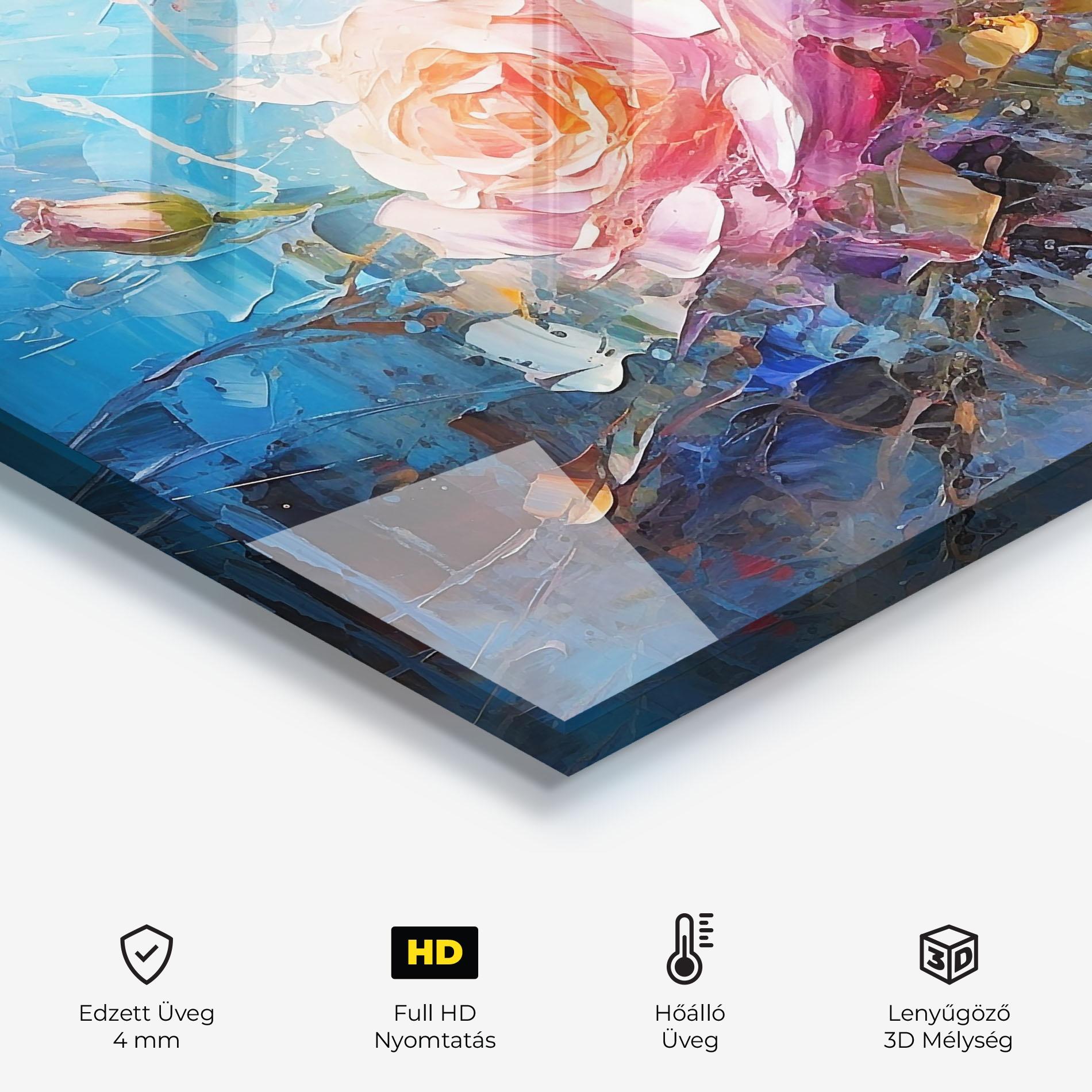 Konyhai üveg hátfal Light Orange Rose Painting mockup 2