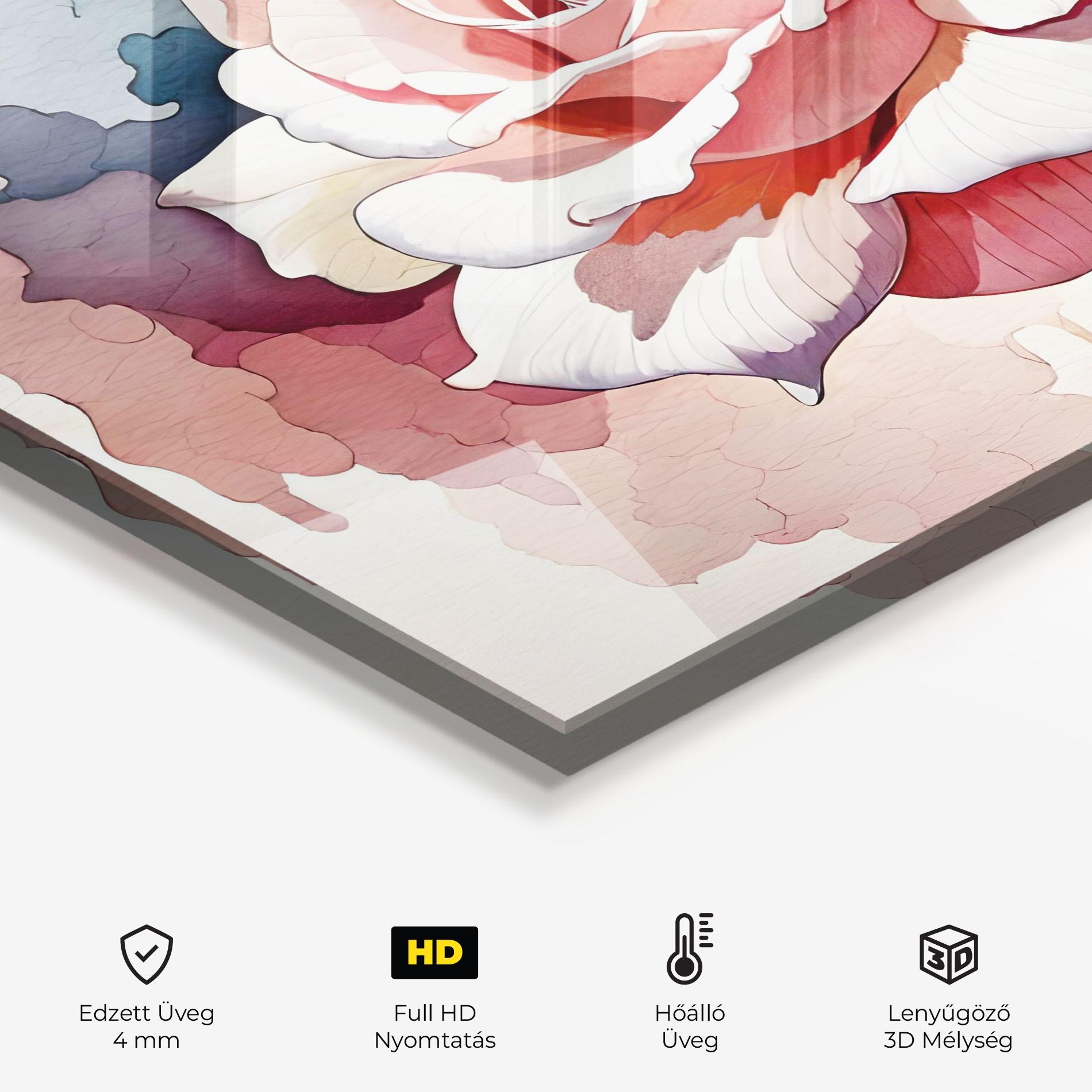 Konyhai üveg hátfal Light Pink Rose Painting mockup 2