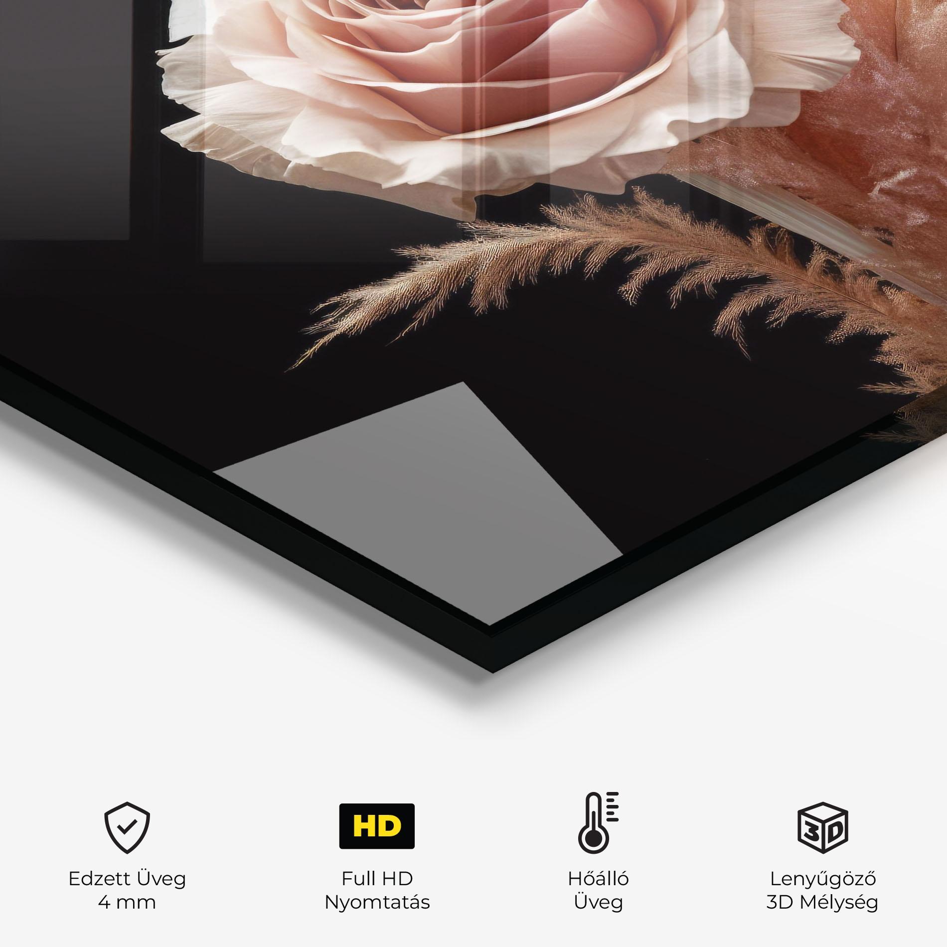 Konyhai üveg hátfal Light Pink Rose mockup 2