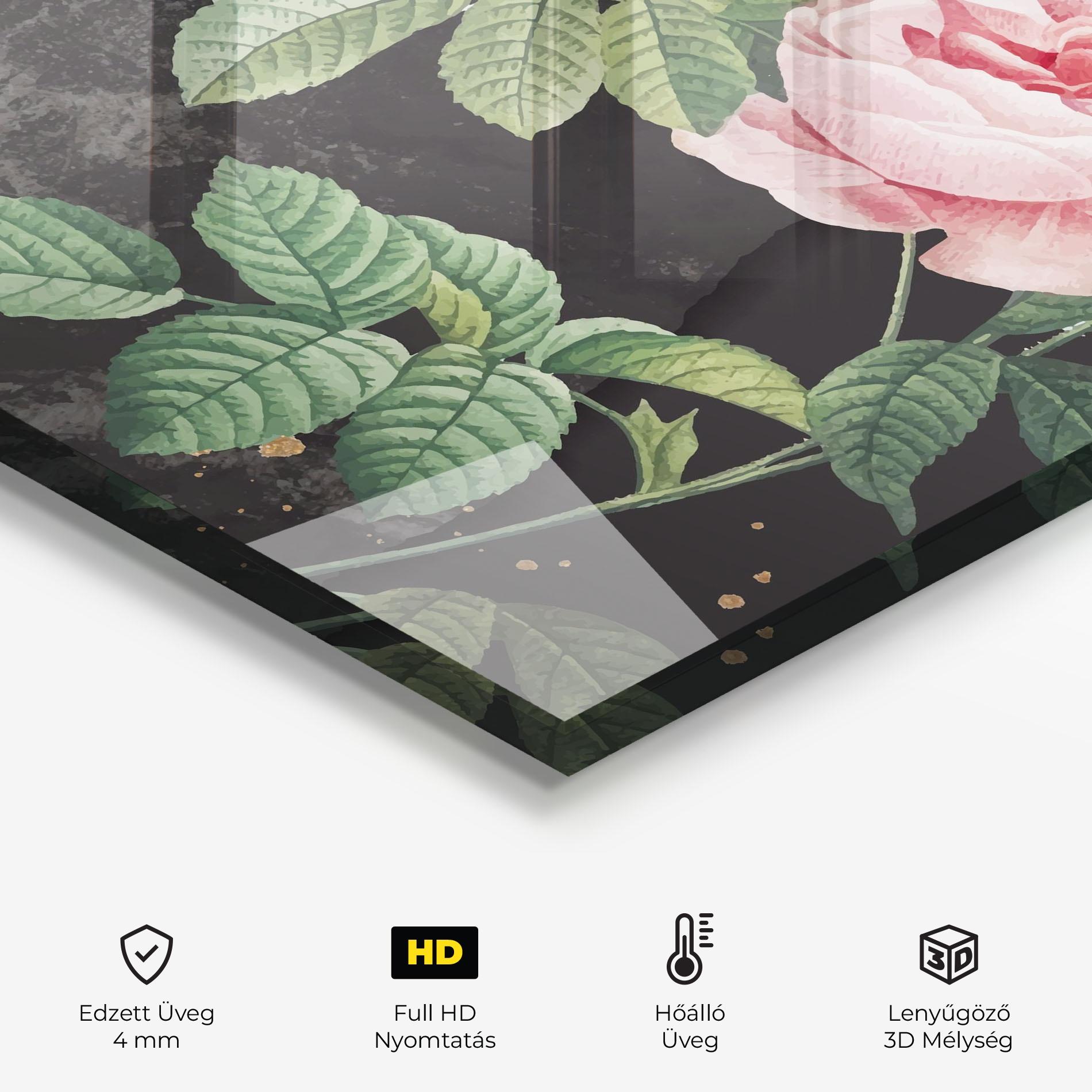 Konyhai üveg hátfal Marble Roses mockup 2