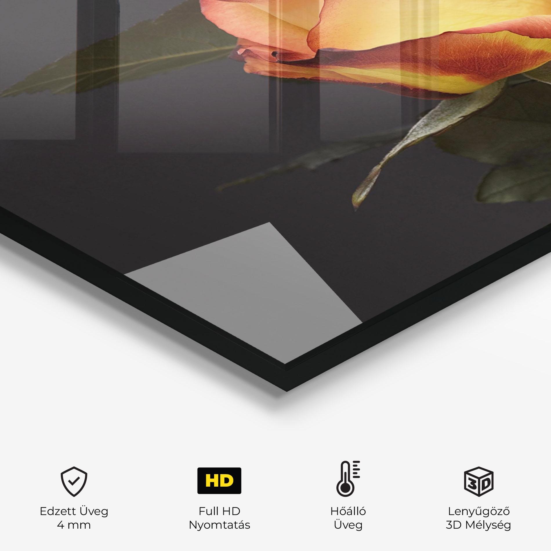 Konyhai üveg hátfal Orange Rose mockup 2