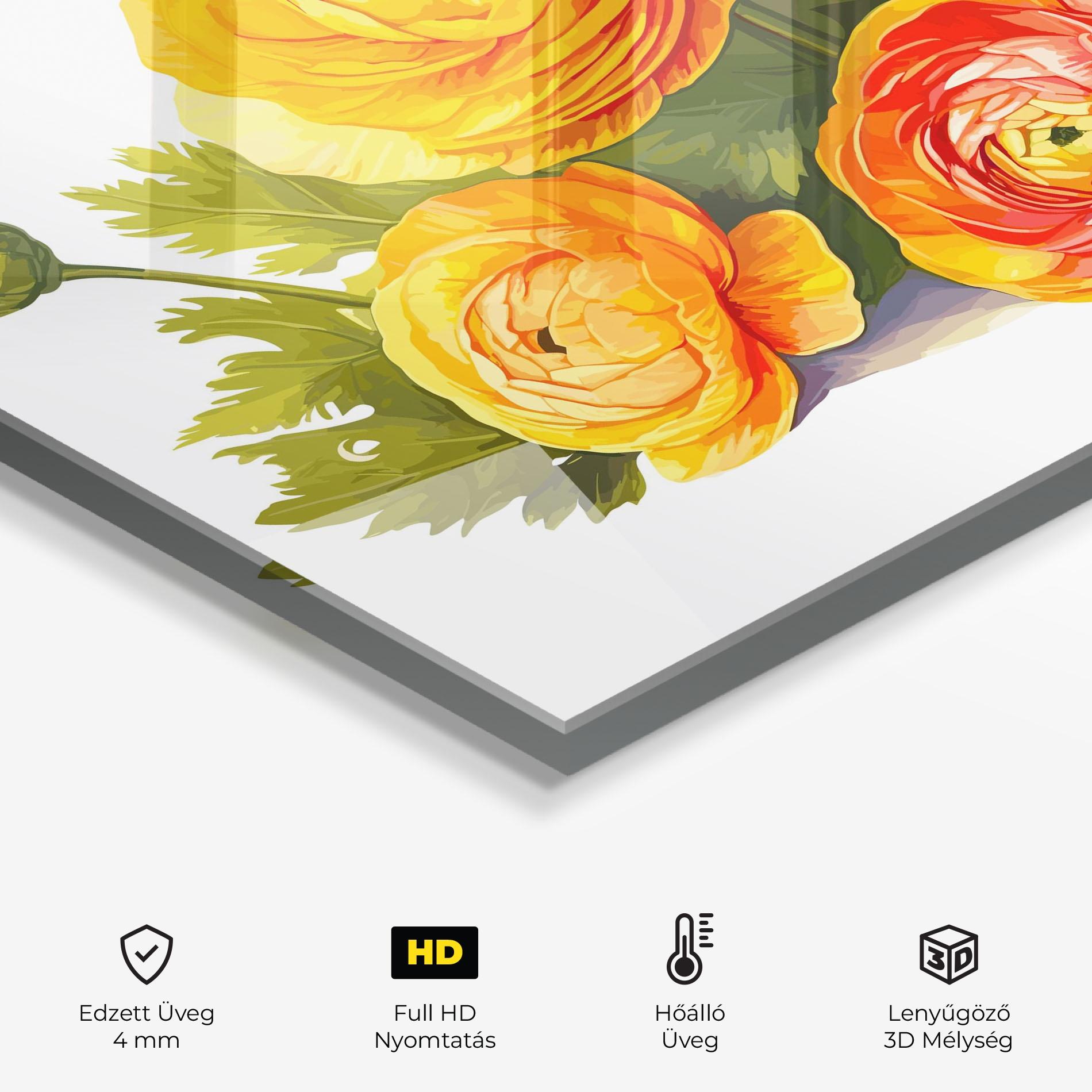 Konyhai üveg hátfal Orange Roses mockup 2