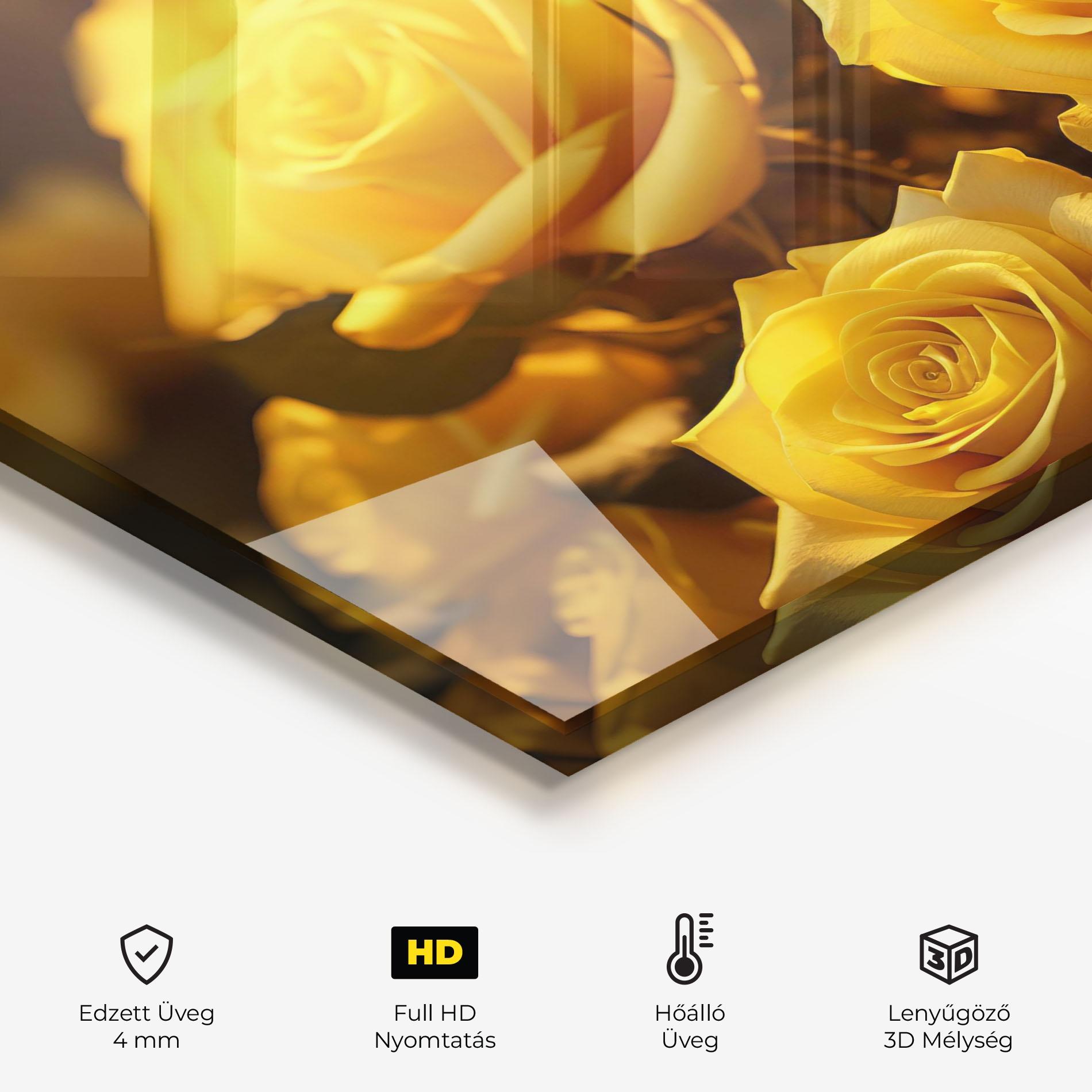 Konyhai üveg hátfal Yellow Rose mockup 2
