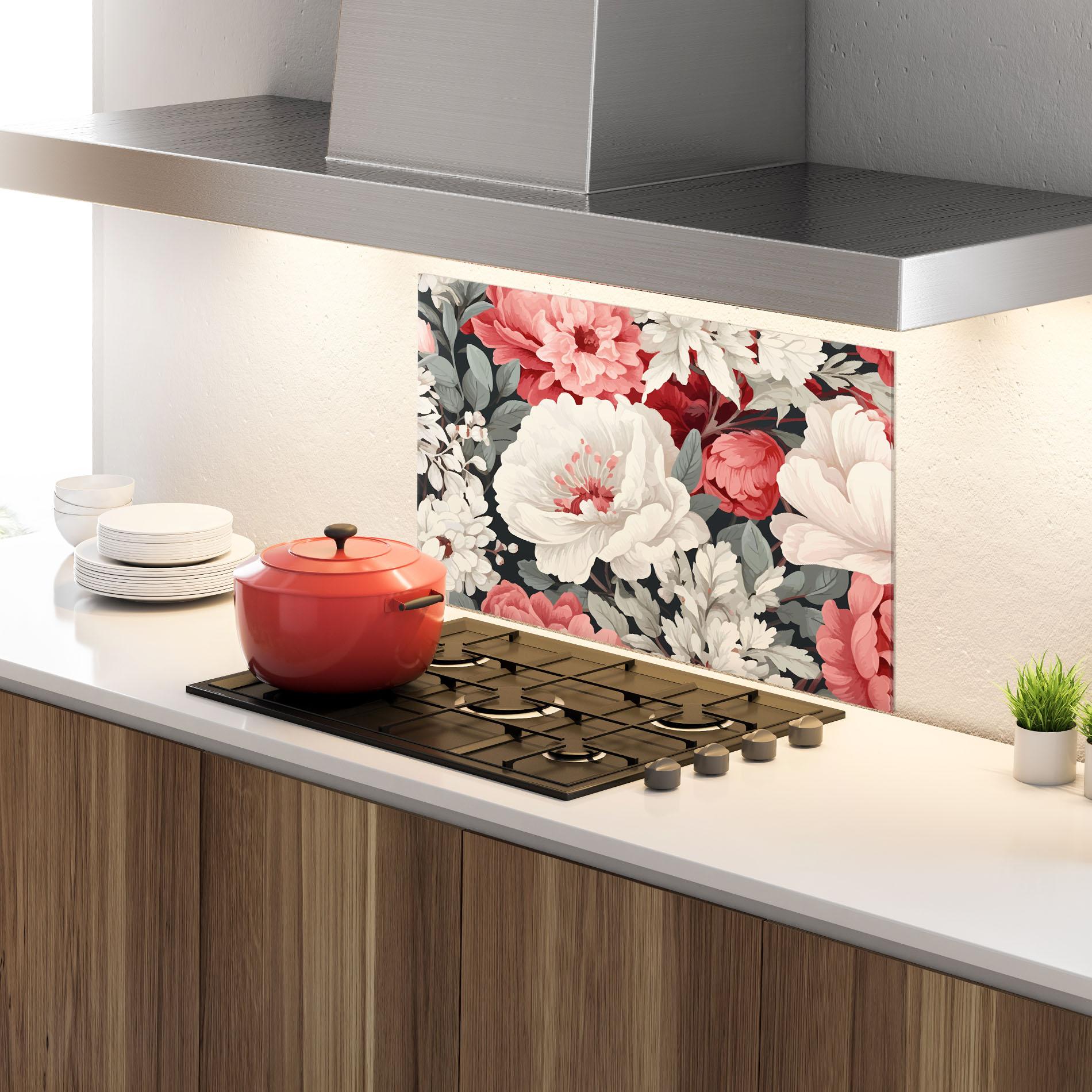 Konyhai üveg hátfal Cream Pink Rose mockup 4