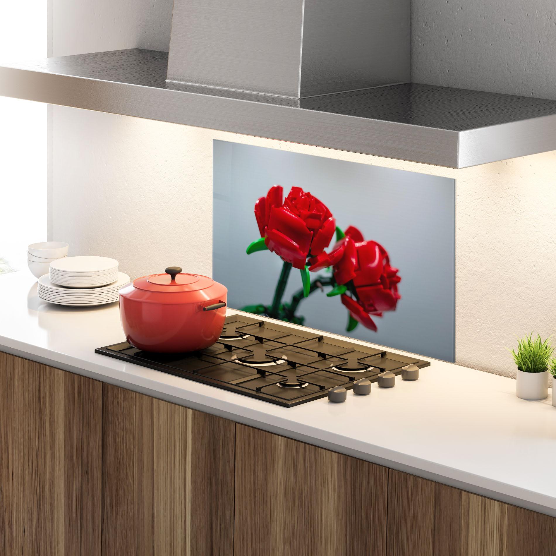 Konyhai üveg hátfal Lego Red Roses mockup 4